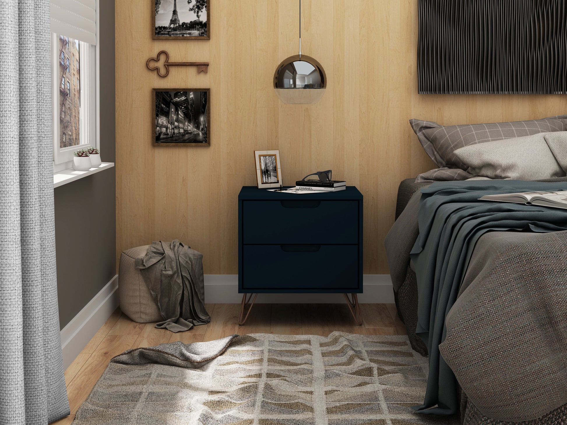 Rockefeller 2.0 Nightstand in Tatiana Midnight Blue - Ornate Home