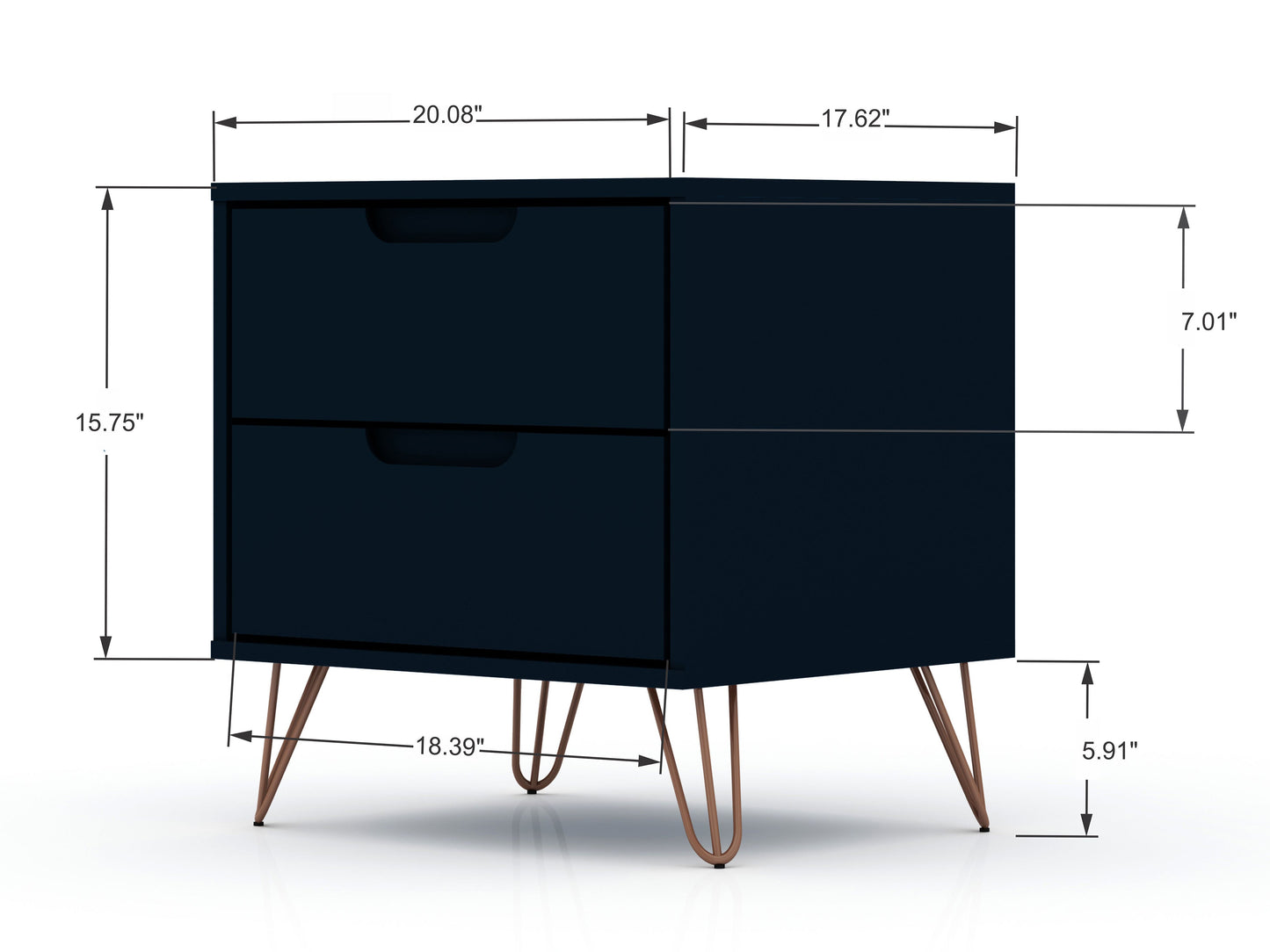 Rockefeller 2.0 Nightstand in Tatiana Midnight Blue - Ornate Home