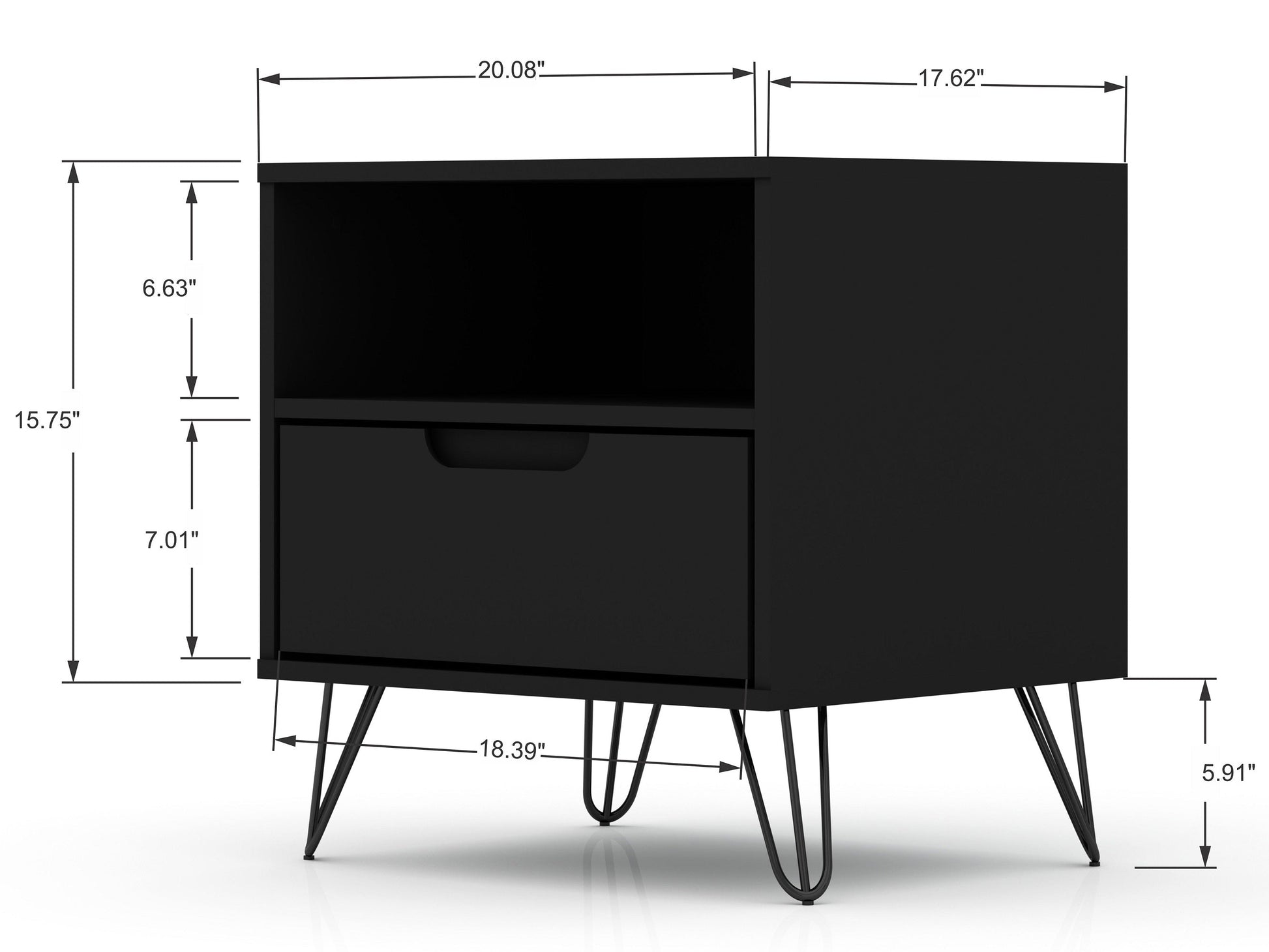Rockefeller Nightstand 1.0 in Black (set of 2) - Ornate Home