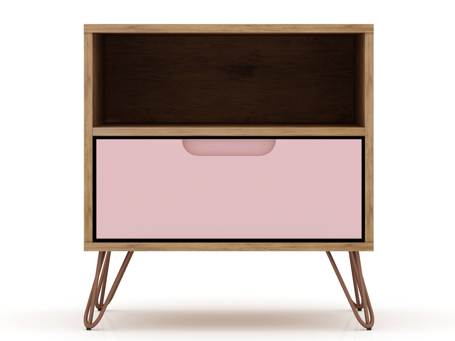 Rockefeller Nightstand 1.0 in Nature and Rose Pink (set of 2) - Ornate Home