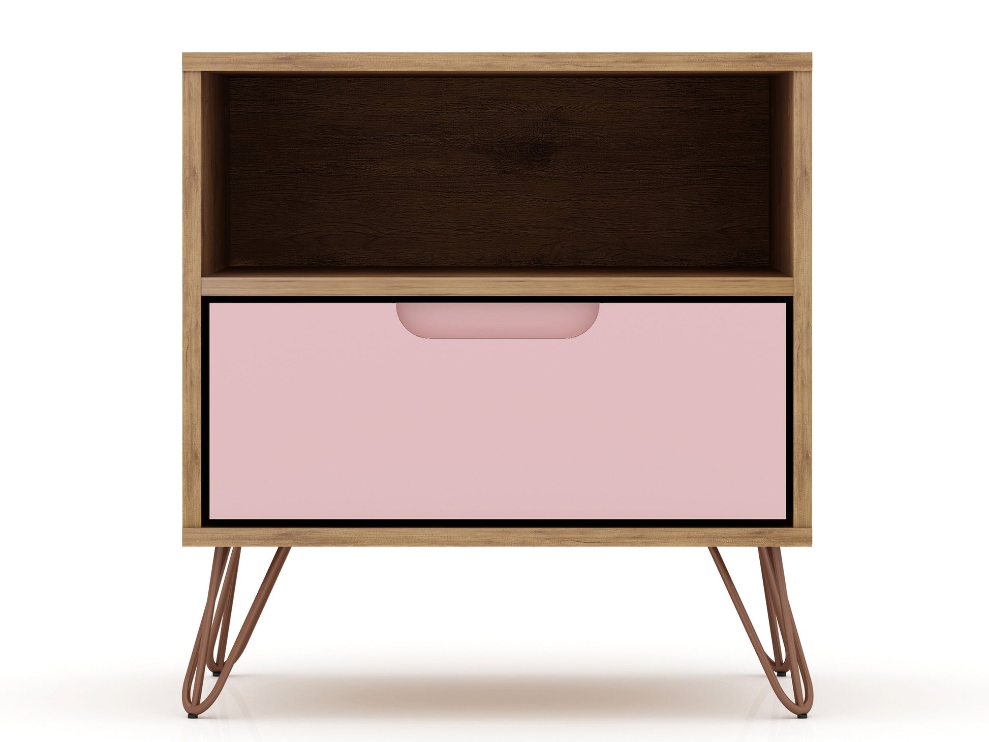 Rockefeller Nightstand 1.0 in Nature and Rose Pink (set of 2) - Ornate Home