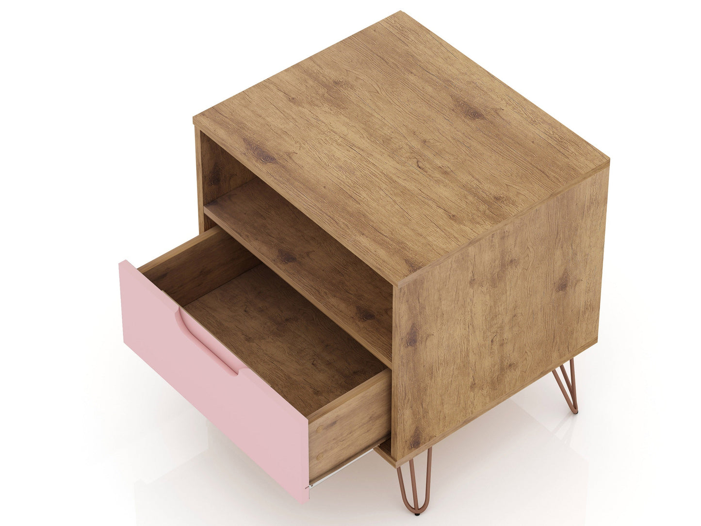 Rockefeller Nightstand 1.0 in Nature and Rose Pink (set of 2) - Ornate Home