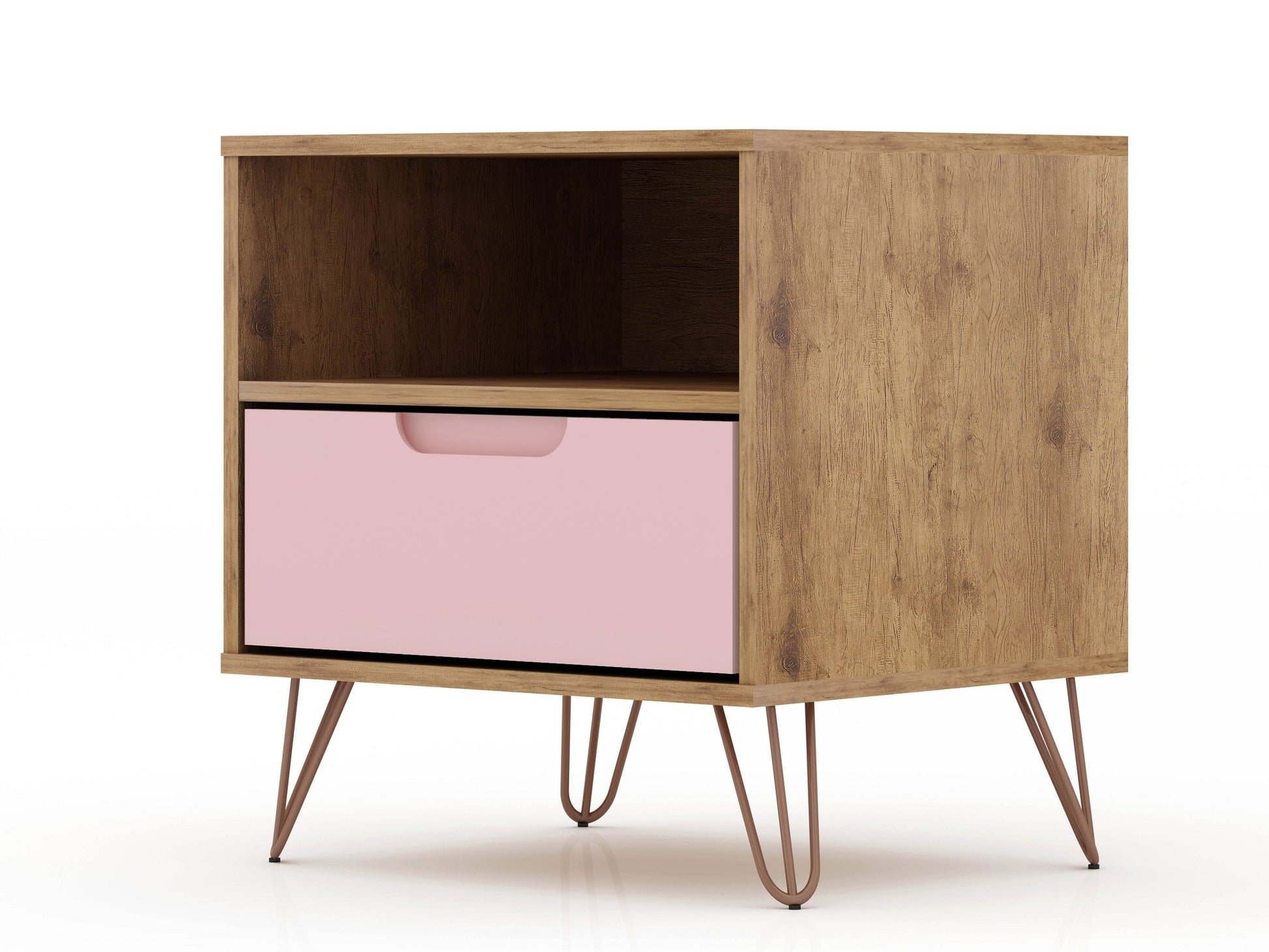 Rockefeller Nightstand 1.0 in Nature and Rose Pink (set of 2) - Ornate Home