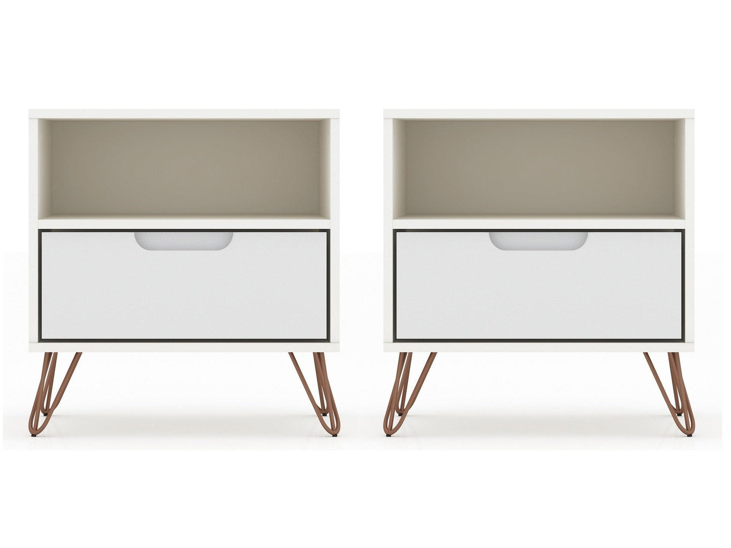 Rockefeller Nightstand 1.0 in White (set of 2) - Ornate Home