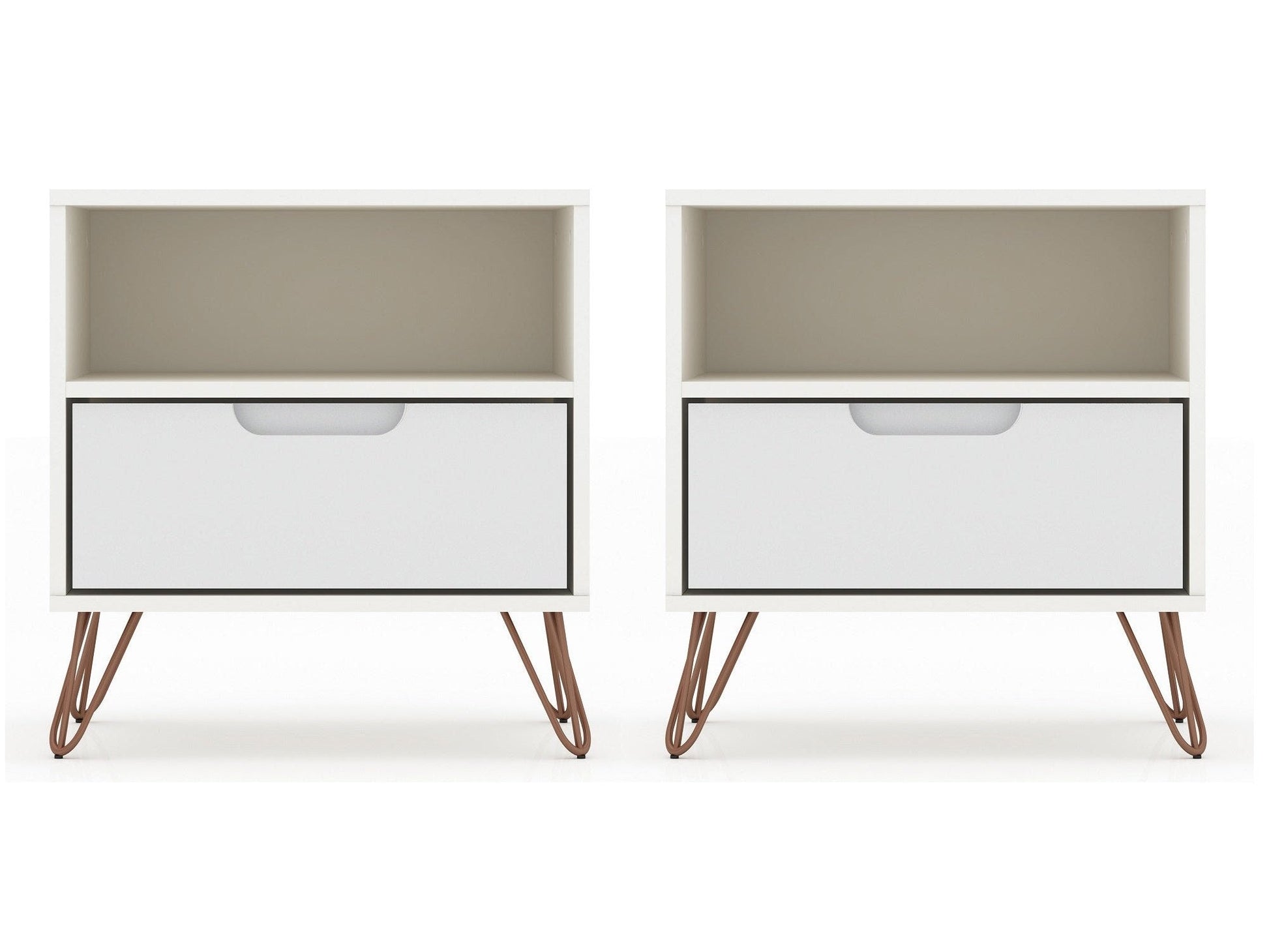 Rockefeller Nightstand 1.0 in White (set of 2) - Ornate Home