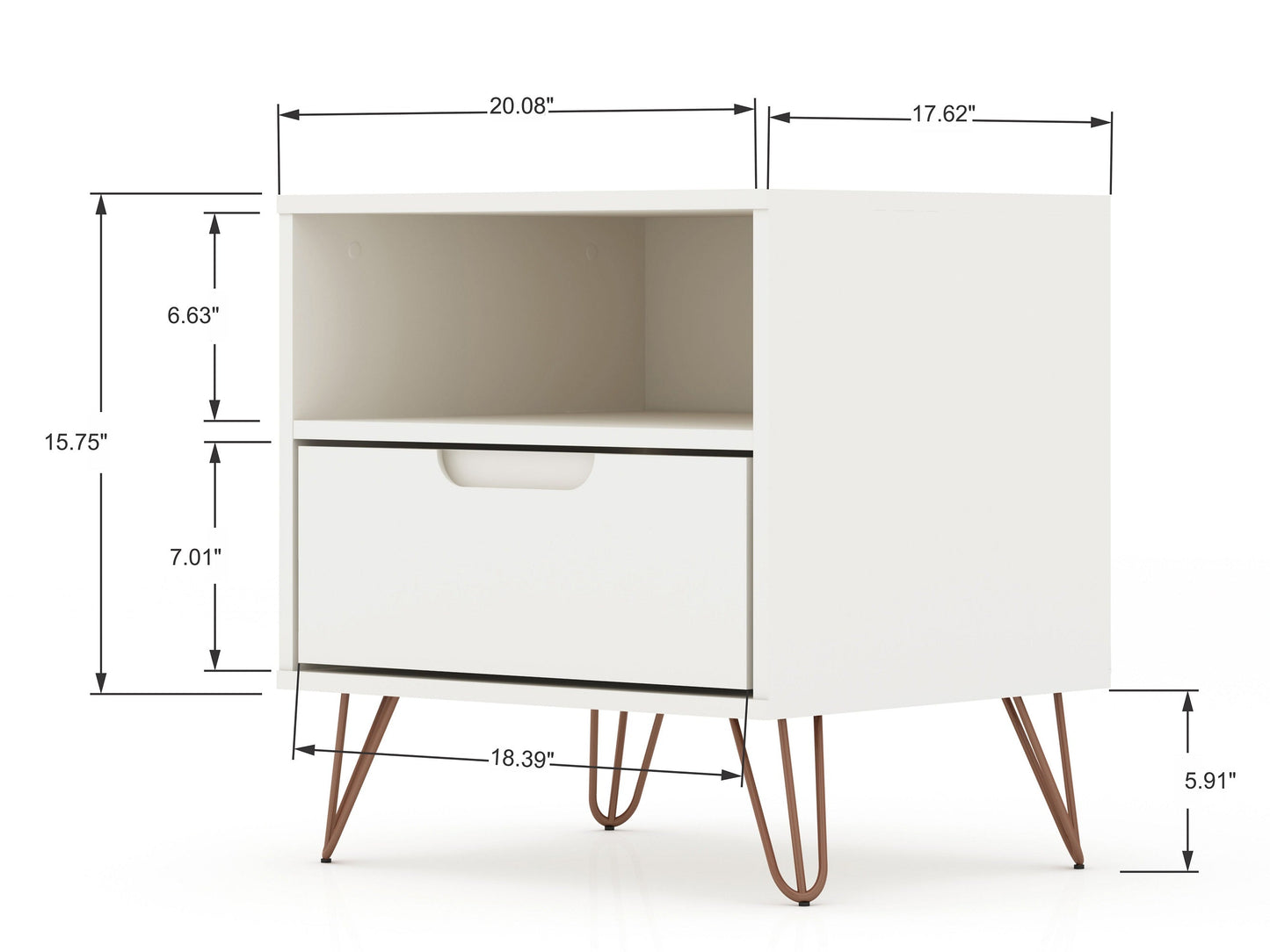 Rockefeller Nightstand 1.0 in White (set of 2) - Ornate Home