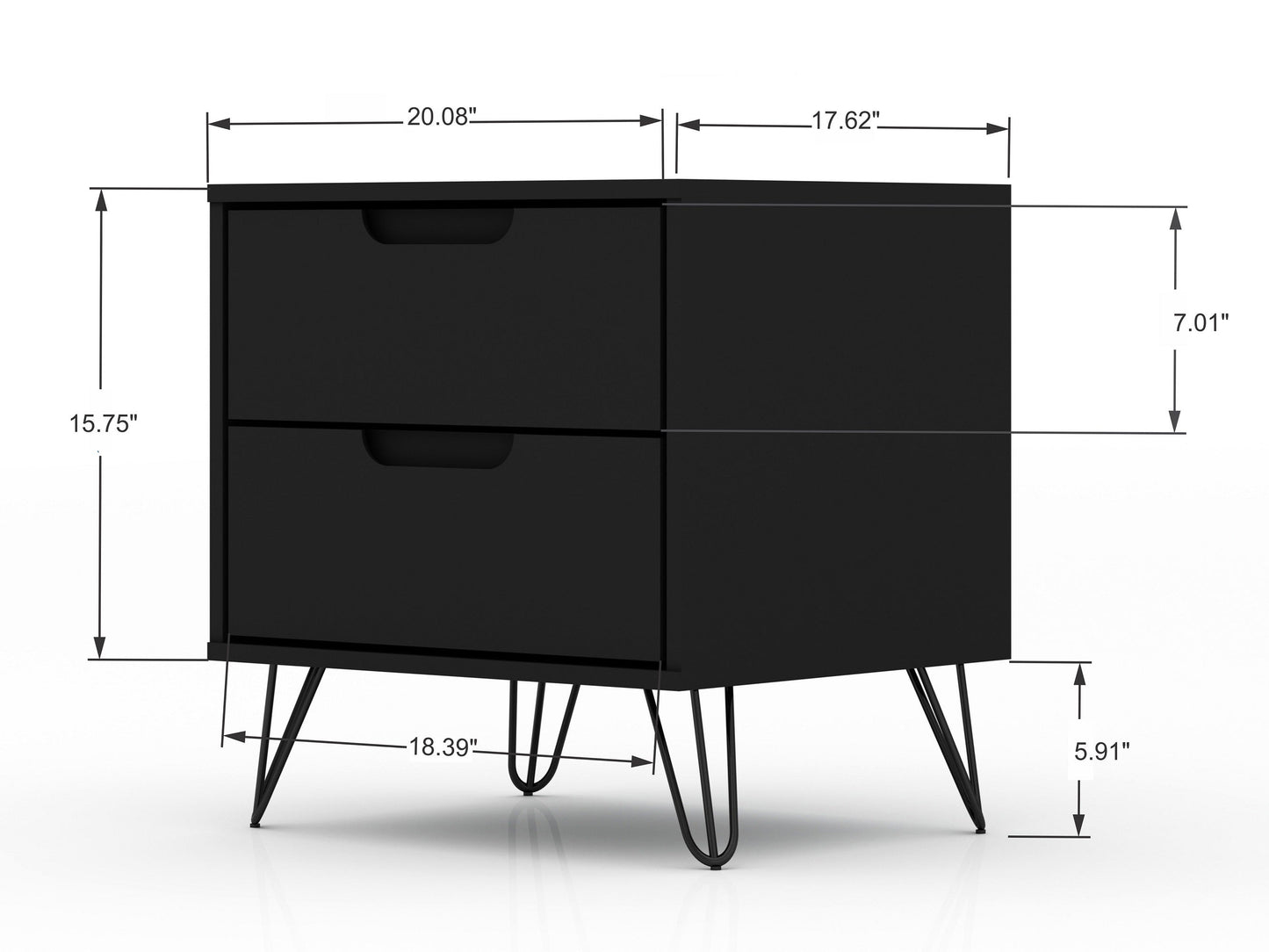 Rockefeller Nightstand 2.0 in Black (set of 2) - Ornate Home