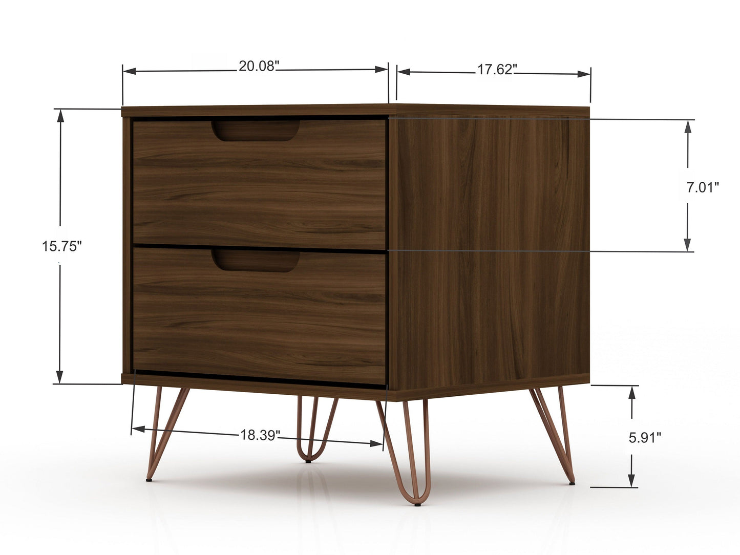 Rockefeller Nightstand 2.0 in Brown (set of 2) - Ornate Home