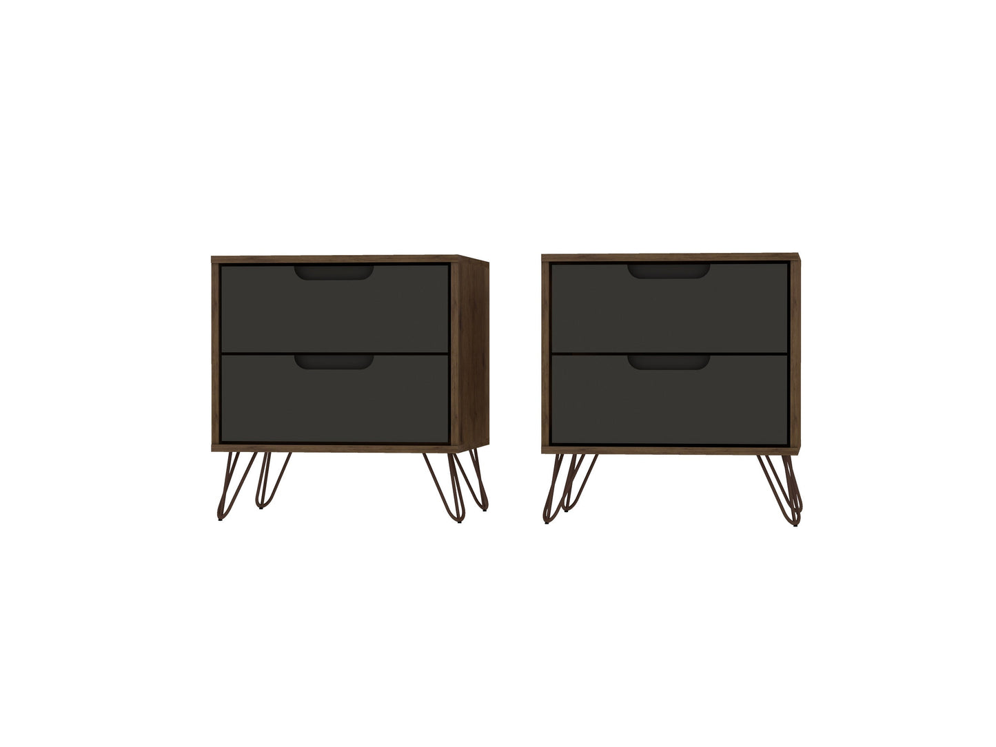 Rockefeller Nightstand 2.0 in Nature and Textured Grey (set of 2) - Ornate Home