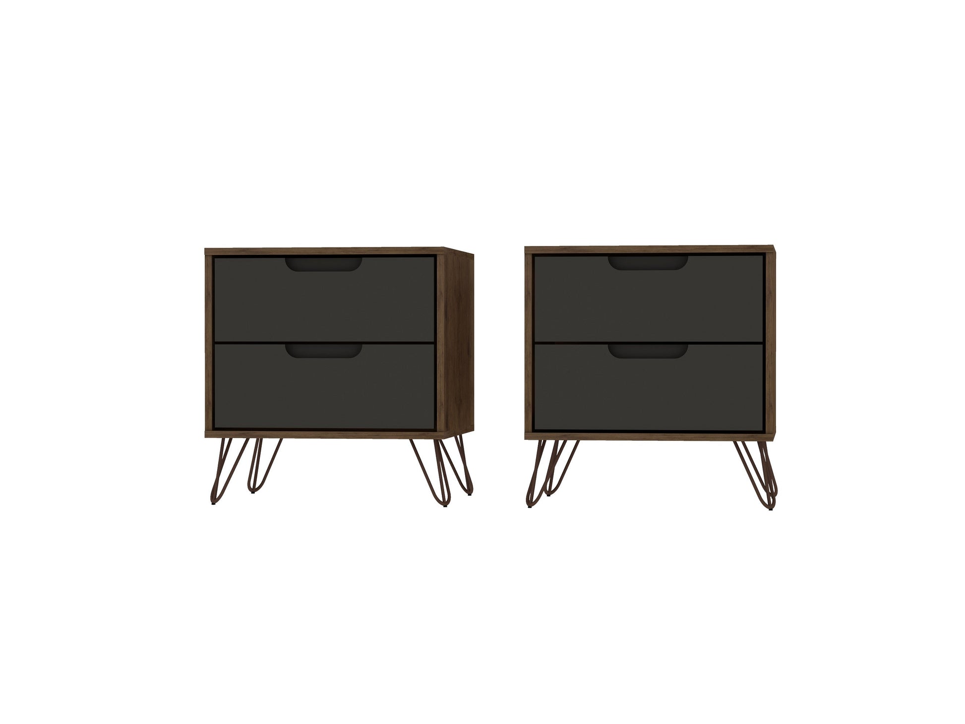 Rockefeller Nightstand 2.0 in Nature and Textured Grey (set of 2) - Ornate Home