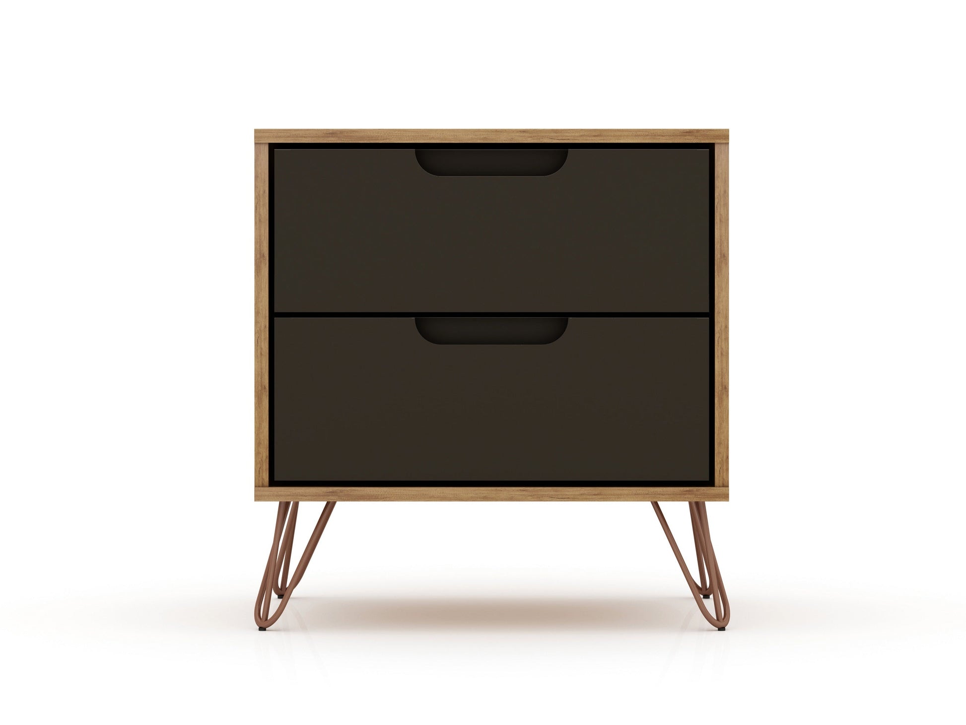 Rockefeller Nightstand 2.0 in Nature and Textured Grey (set of 2) - Ornate Home