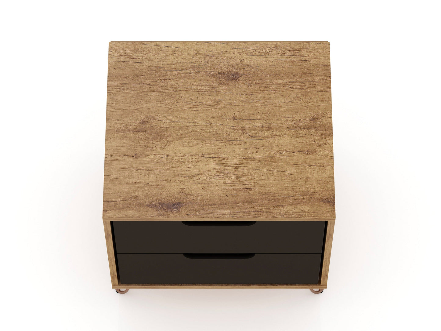 Rockefeller Nightstand 2.0 in Nature and Textured Grey (set of 2) - Ornate Home