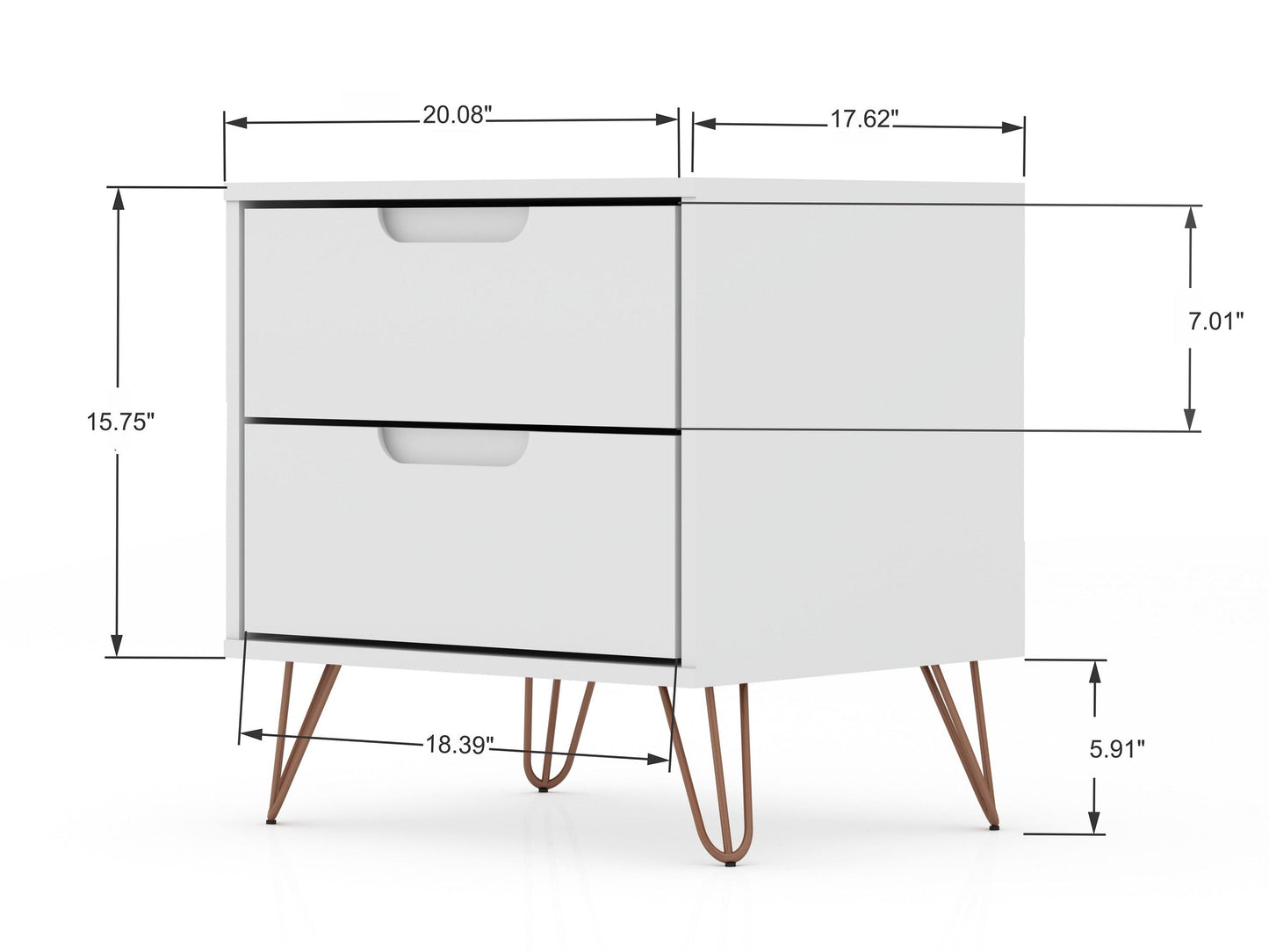 Rockefeller Nightstand 2.0 in White (set of 2) - Ornate Home