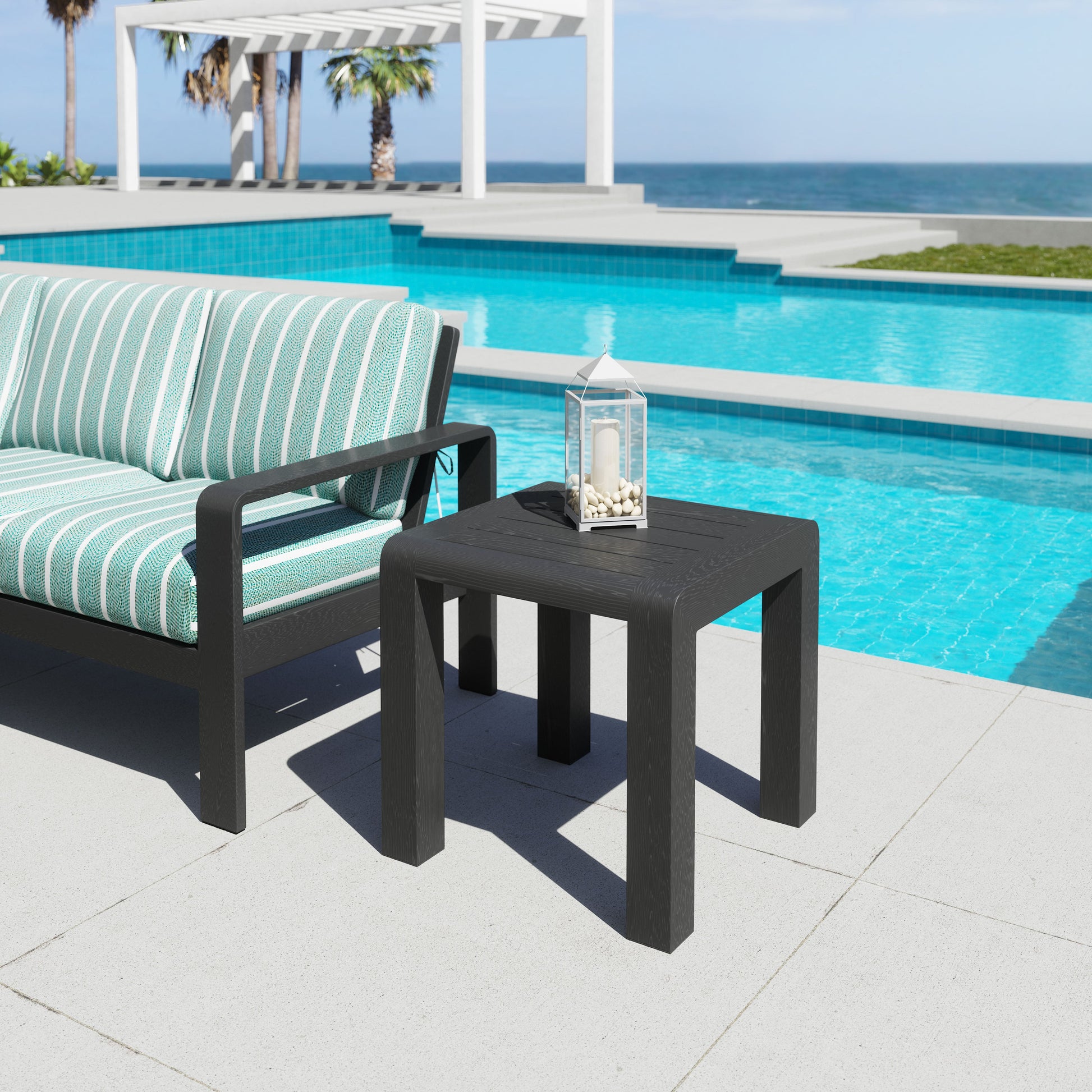 Rolig Black Outdoor Side Table - Ornate Home
