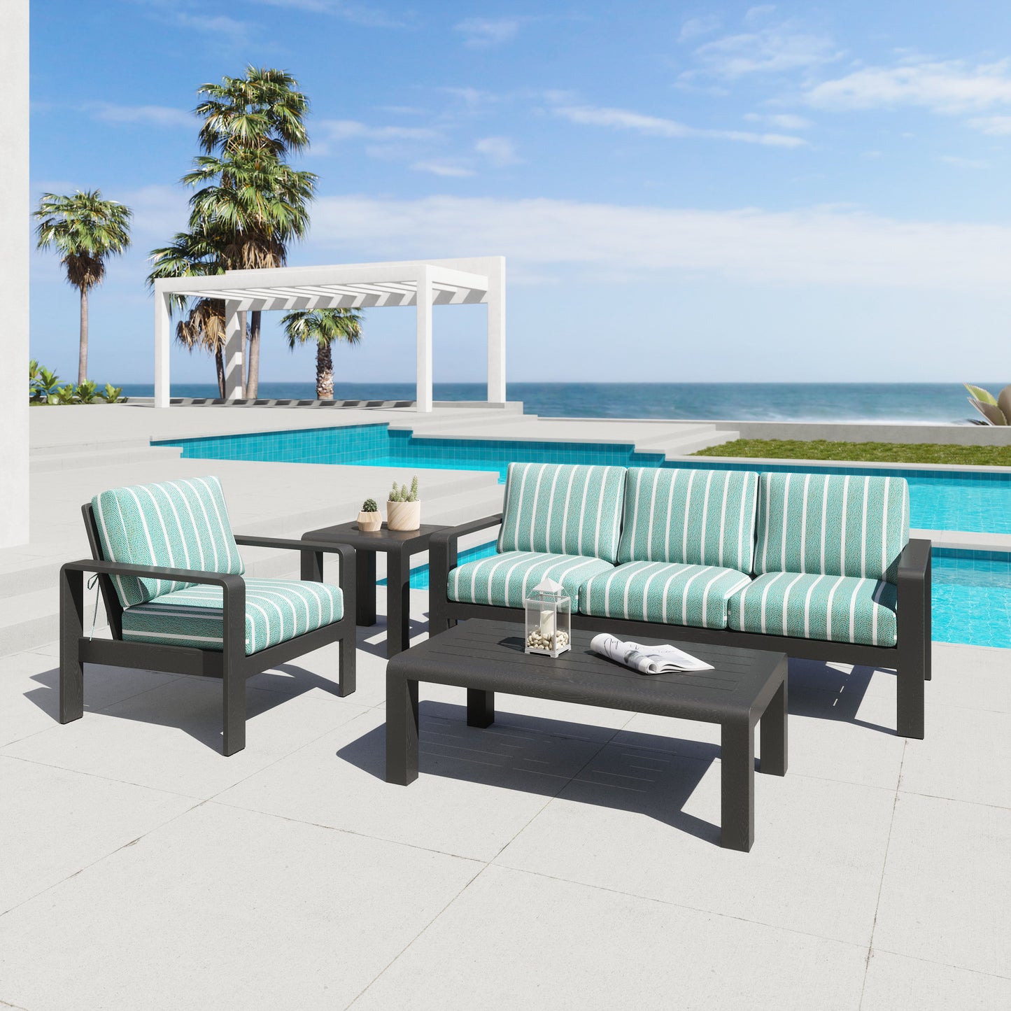 Rolig Black Outdoor Side Table - Ornate Home