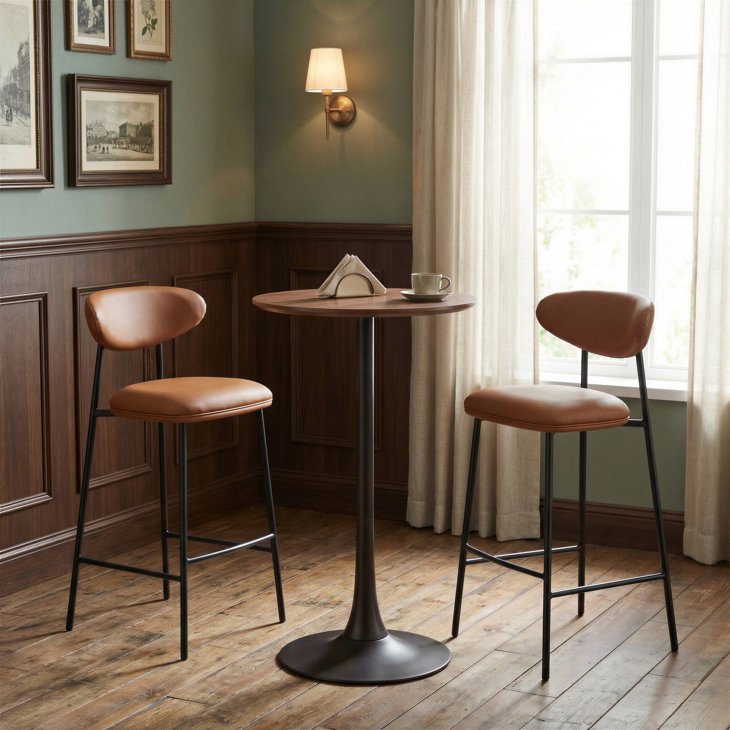 Rorun Brown Barstool (Set of 2) - Ornate Home