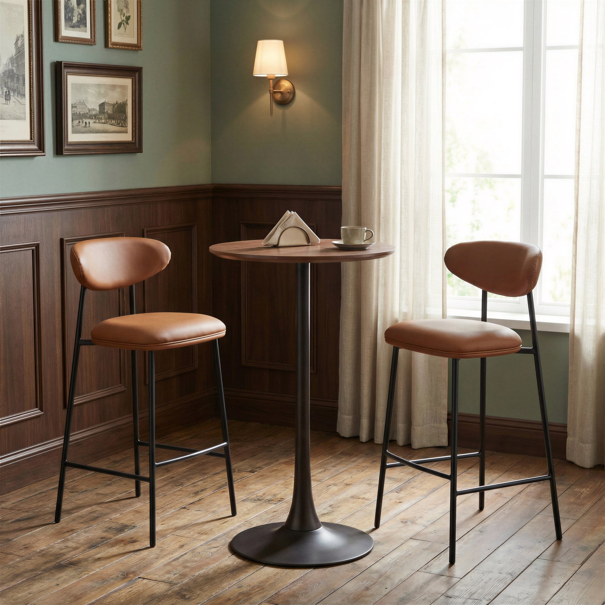 Rorun Brown Barstool (Set of 2) - Ornate Home