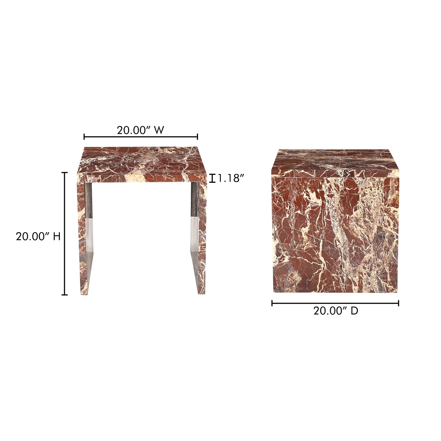 Rosa Rosso Levanto Marble Accent Table - Ornate Home