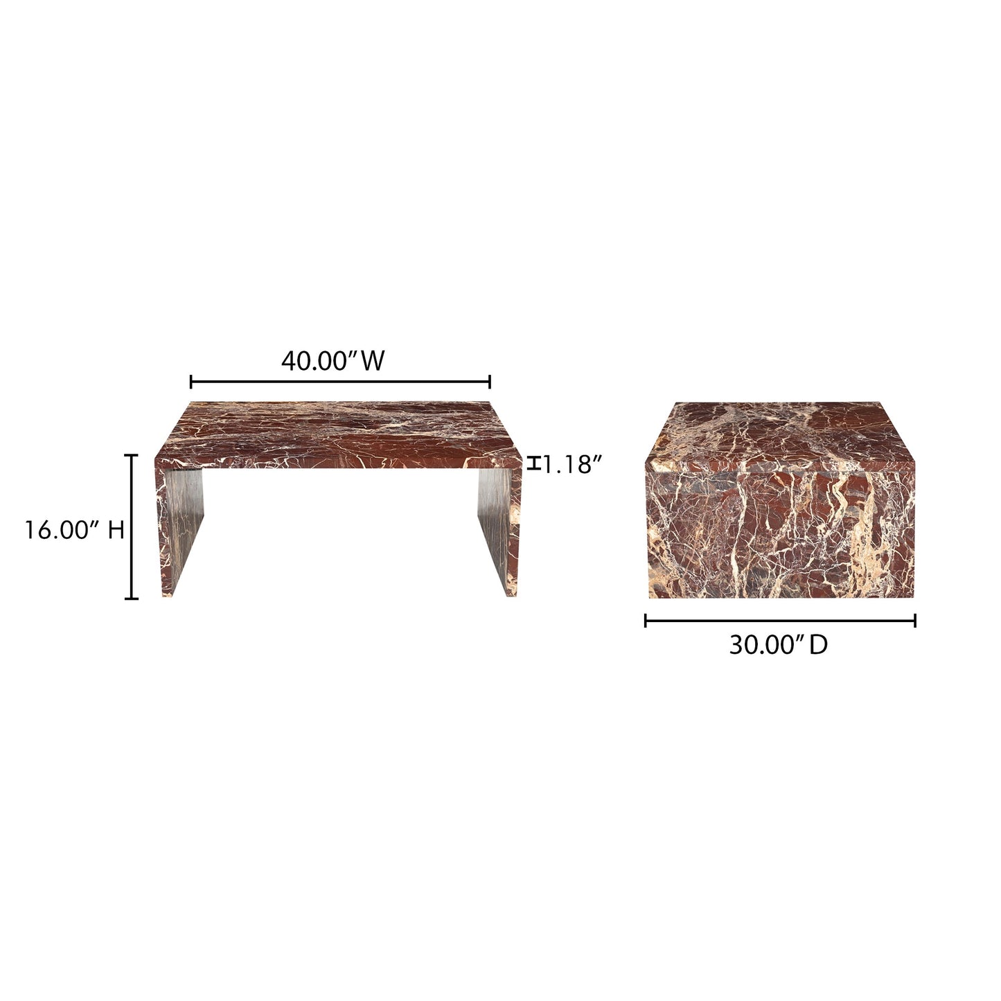 Rosa Rosso Levanto Marble Coffee Table - Ornate Home