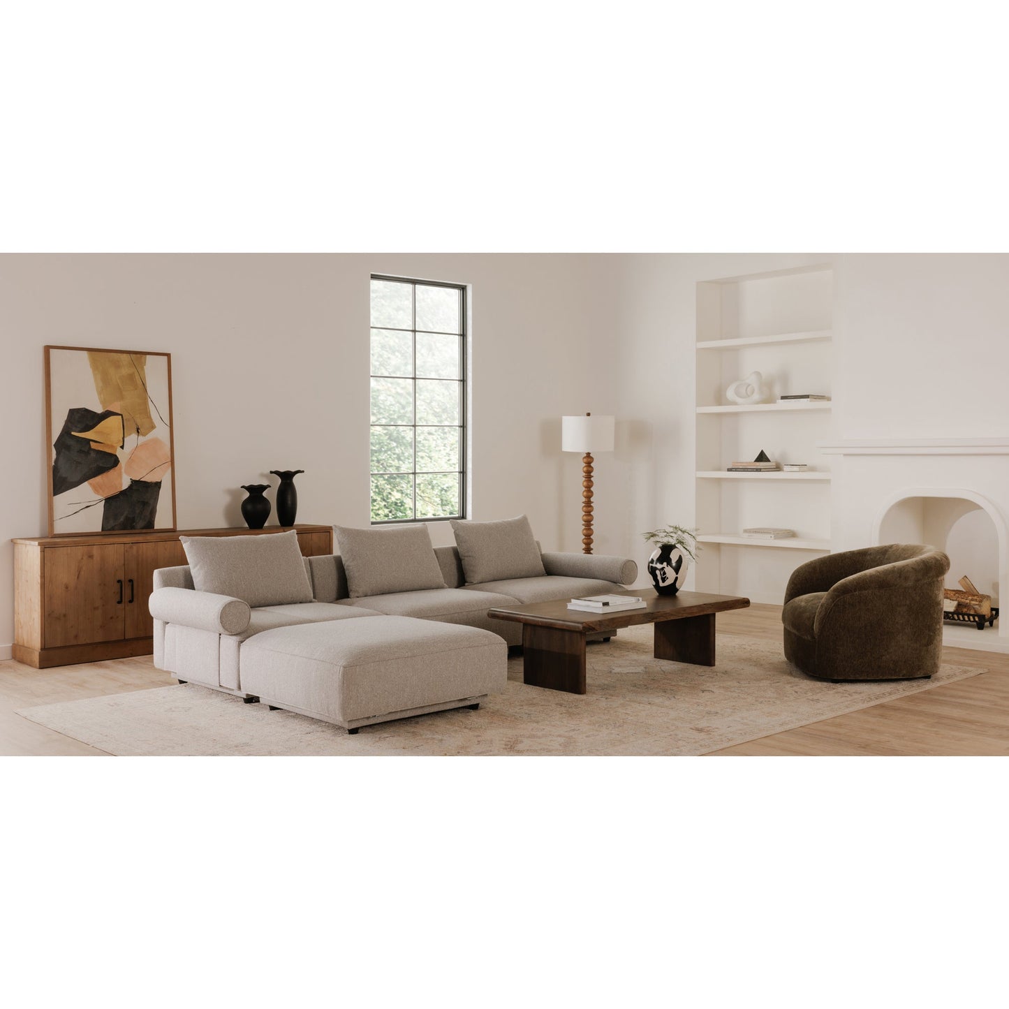 Rosello Light Grey Right Arm Facing Chair - Ornate Home