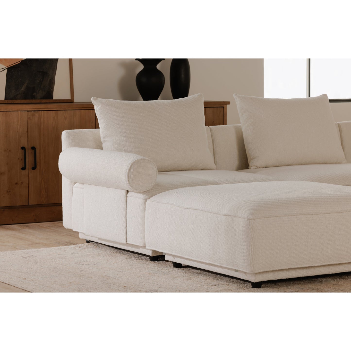 Rosello White Left Arm Facing Chair - Ornate Home