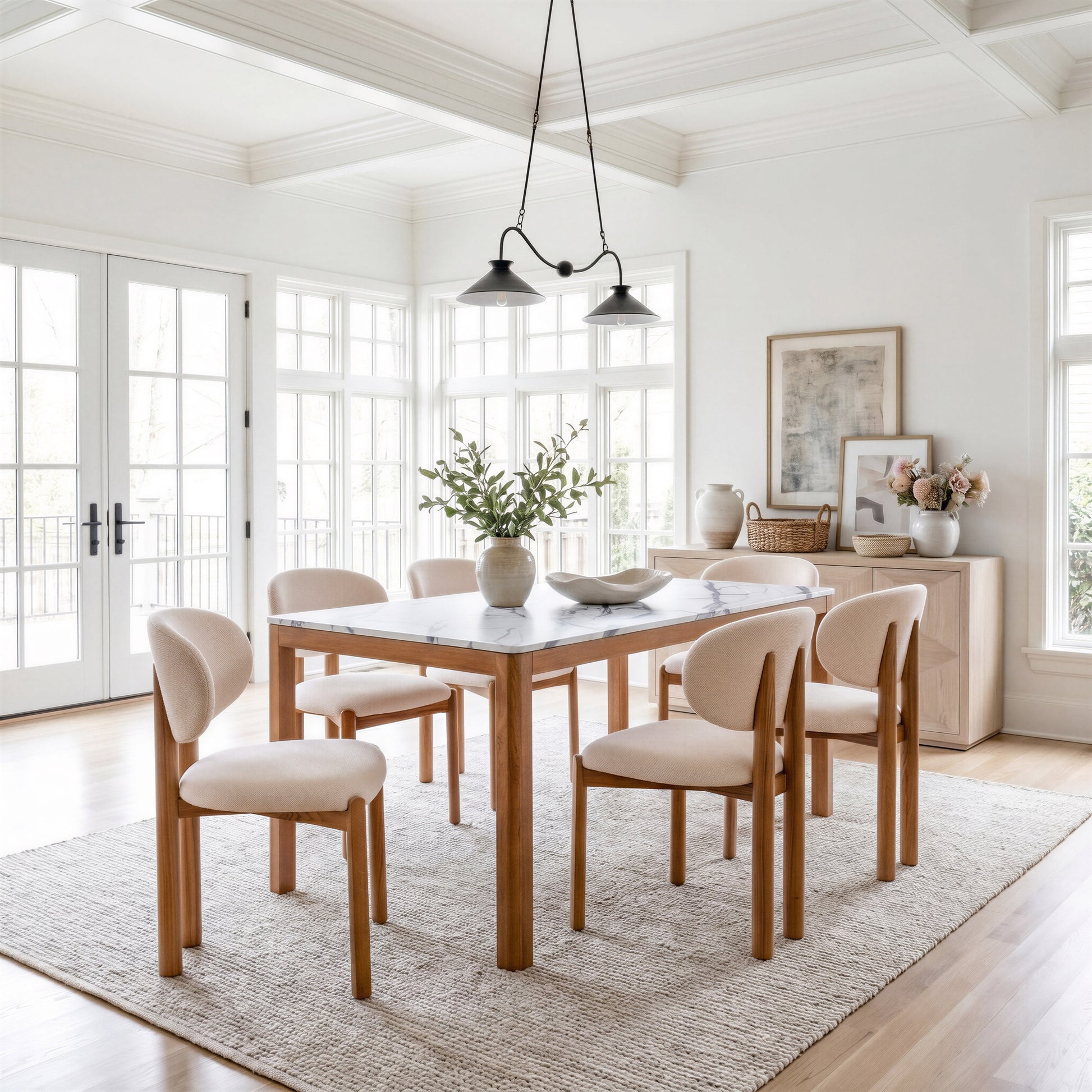 Rosetta Beige & Walnut Dining Chair (Set of 2) - Ornate Home