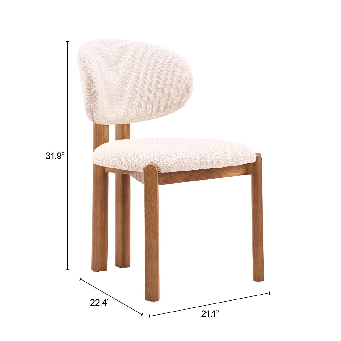 Rosetta Beige & Walnut Dining Chair (Set of 2) - Ornate Home