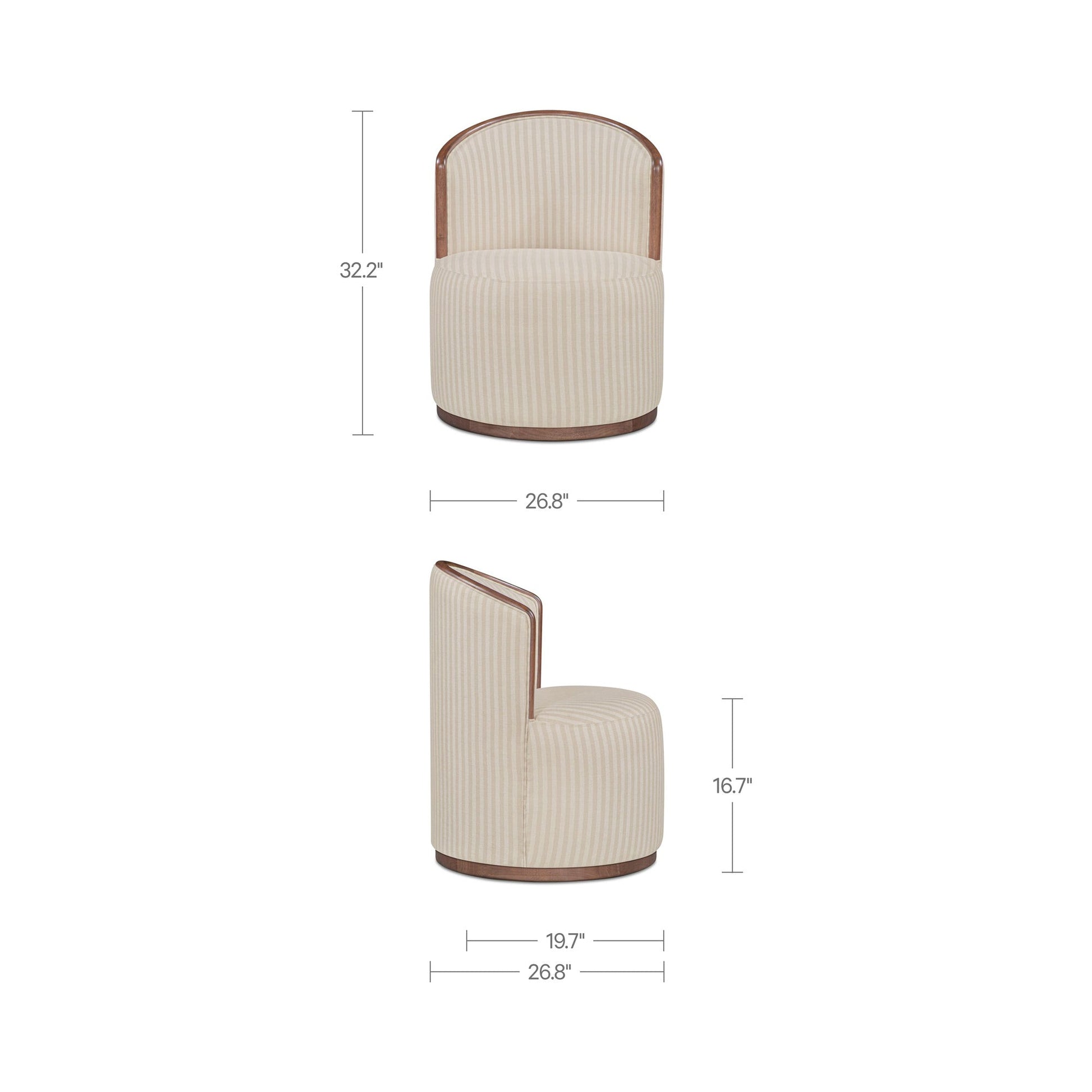 Rossi Stripe/Natural Swivel Dining Chair - Ornate Home