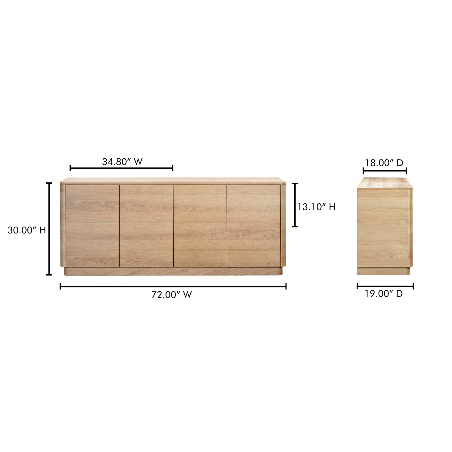 Round Off Natural Oak Sideboard - Ornate Home