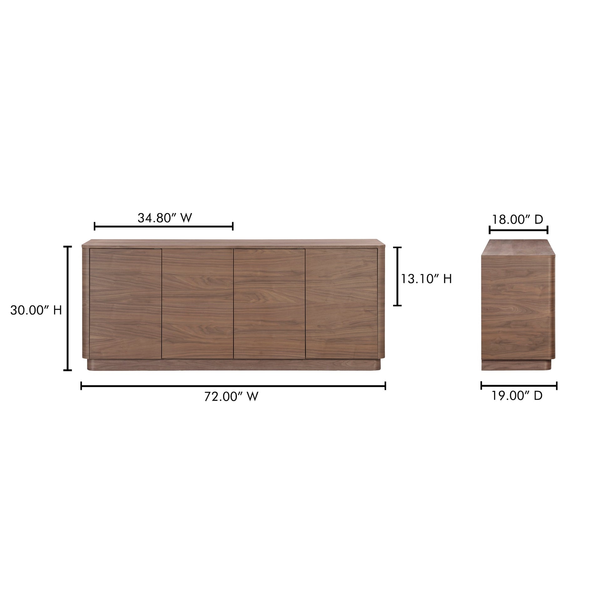 Round Off Walnut Brown Sideboard - Ornate Home