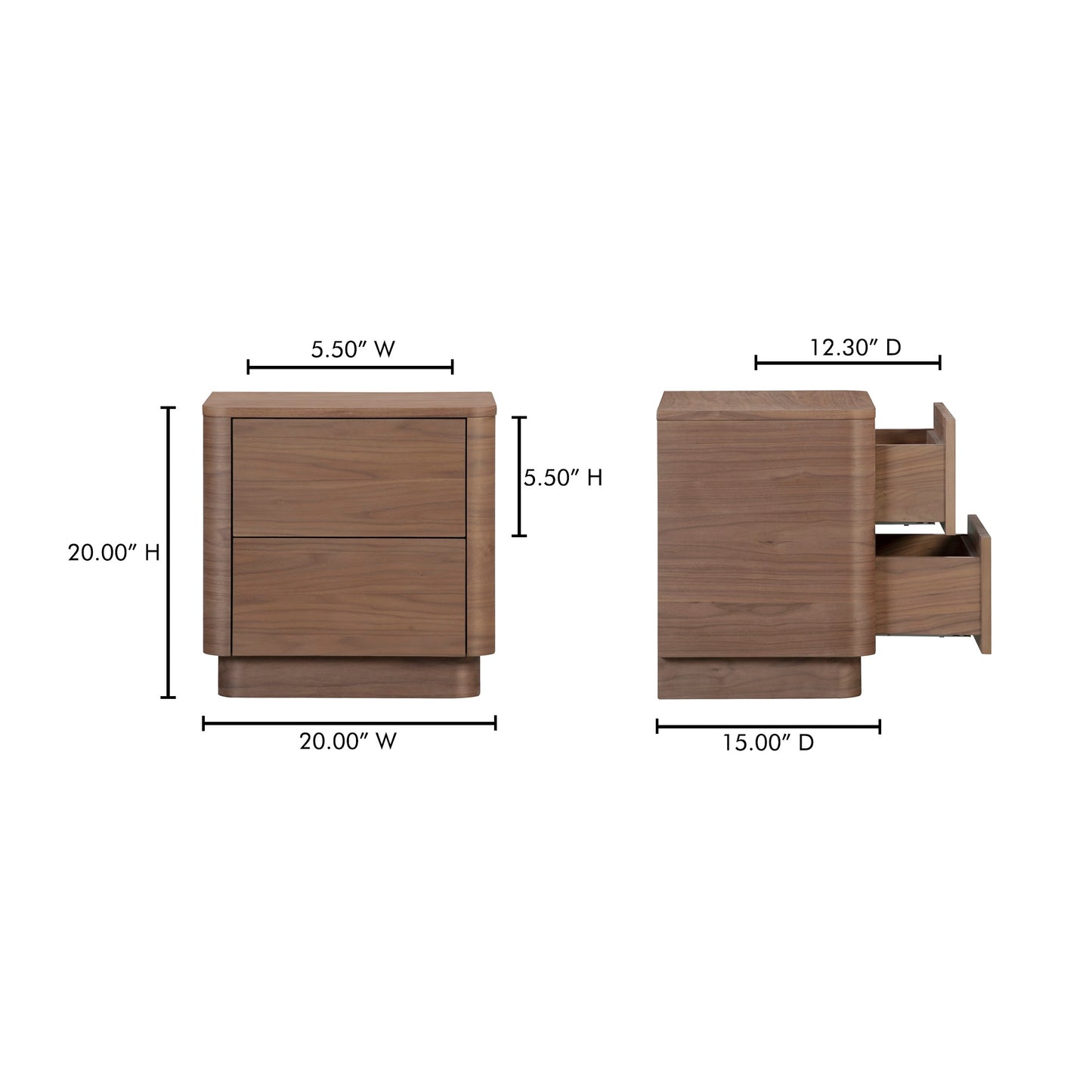 Round Off Walnut Brown Tall Nightstand - Ornate Home