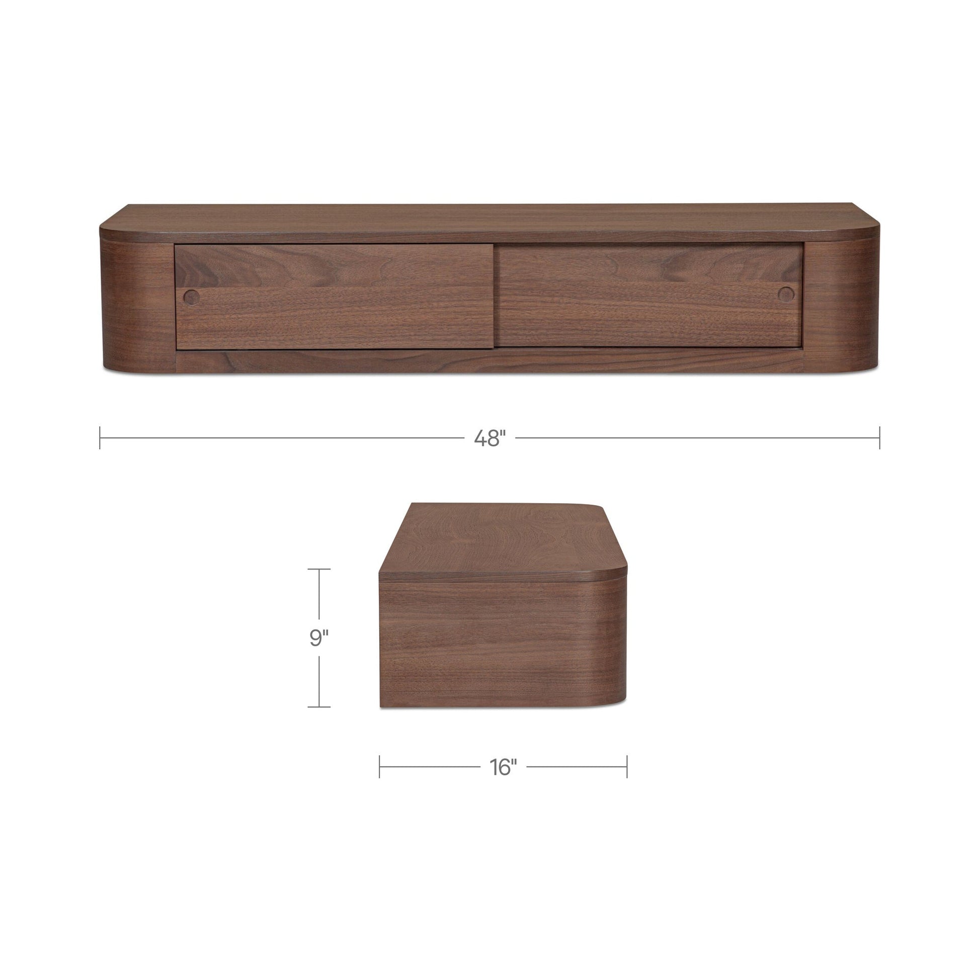 Round Off Walnut Floating Console Table - Ornate Home