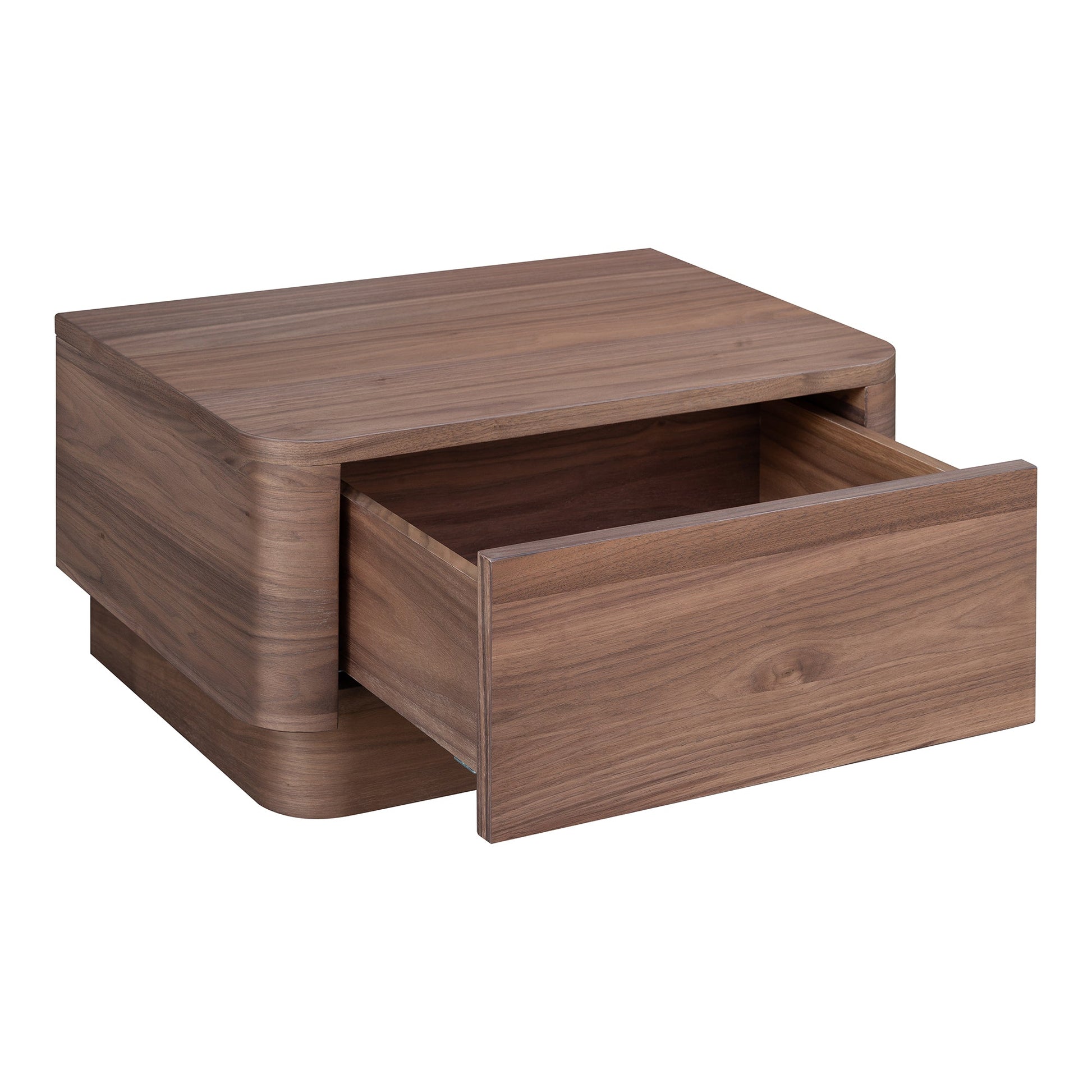 Round Off Walnut Small Nightstand - Ornate Home