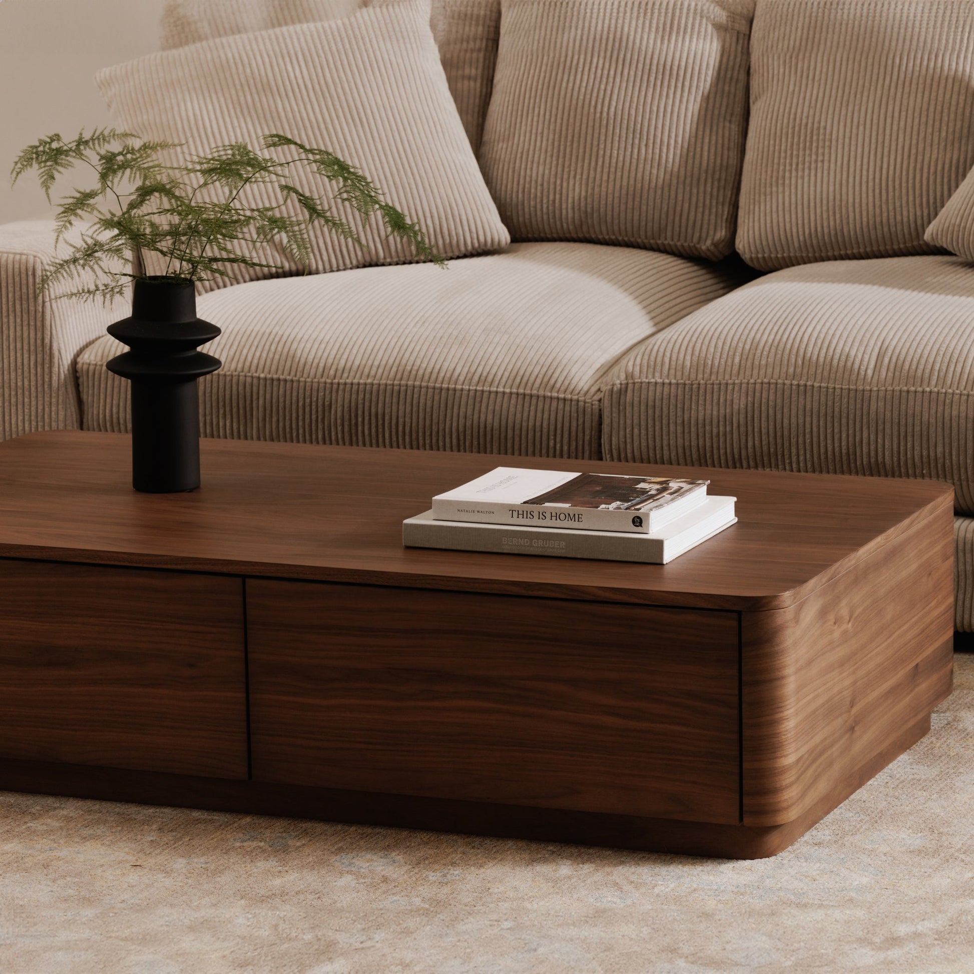 Round Walnut Brown Off Coffee Table - Ornate Home