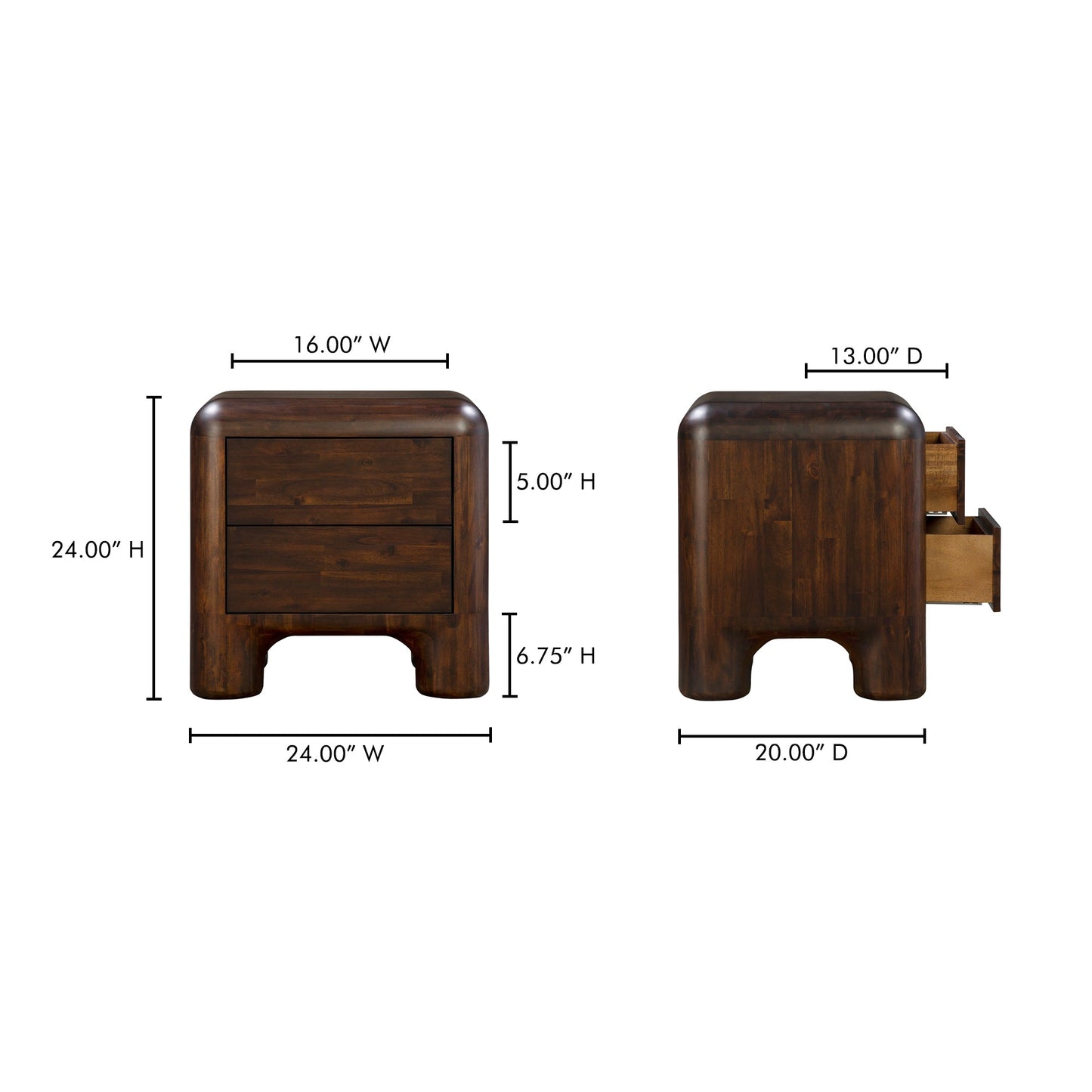 Rowan Dark Brown Nightstand - Ornate Home
