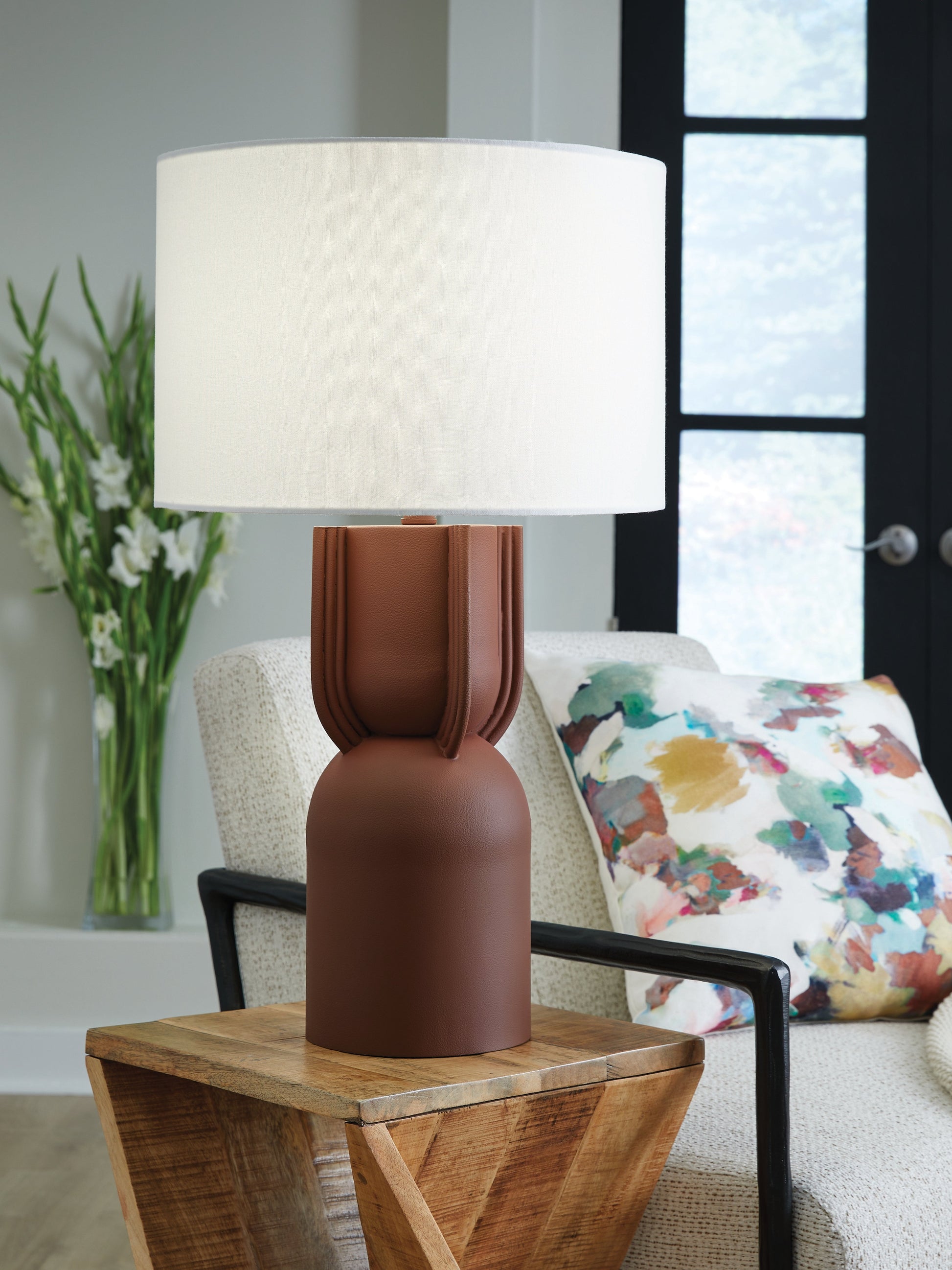 Rowandale Brick Red Table Lamp- Viva Furn