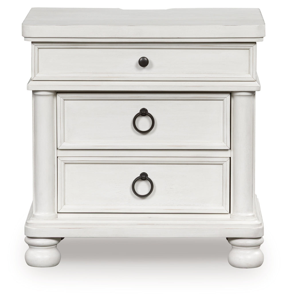 Rowlenstown Antique White Three Drawer Night Stand- Viva Furn