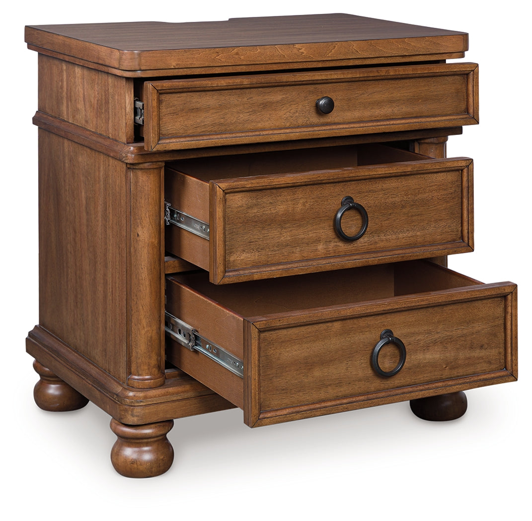 Rowlenstown Brown Three Drawer Night Stand- Viva Furn
