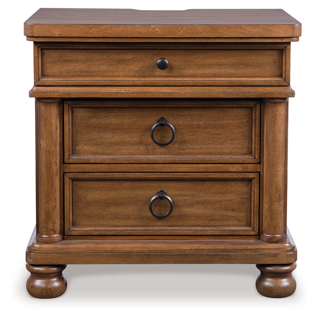 Rowlenstown Brown Three Drawer Night Stand- Viva Furn