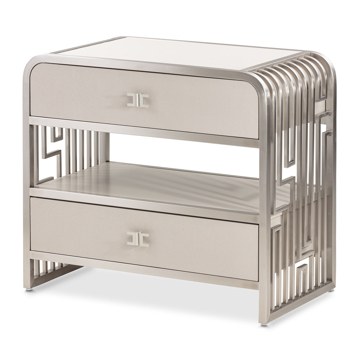 Roxbury Park Stainless Steel Metal Nightstand - Ornate Home