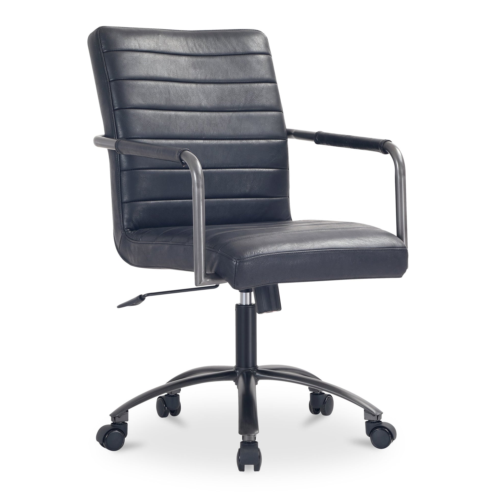 Roy Black Leather Office Chair - Ornate Home