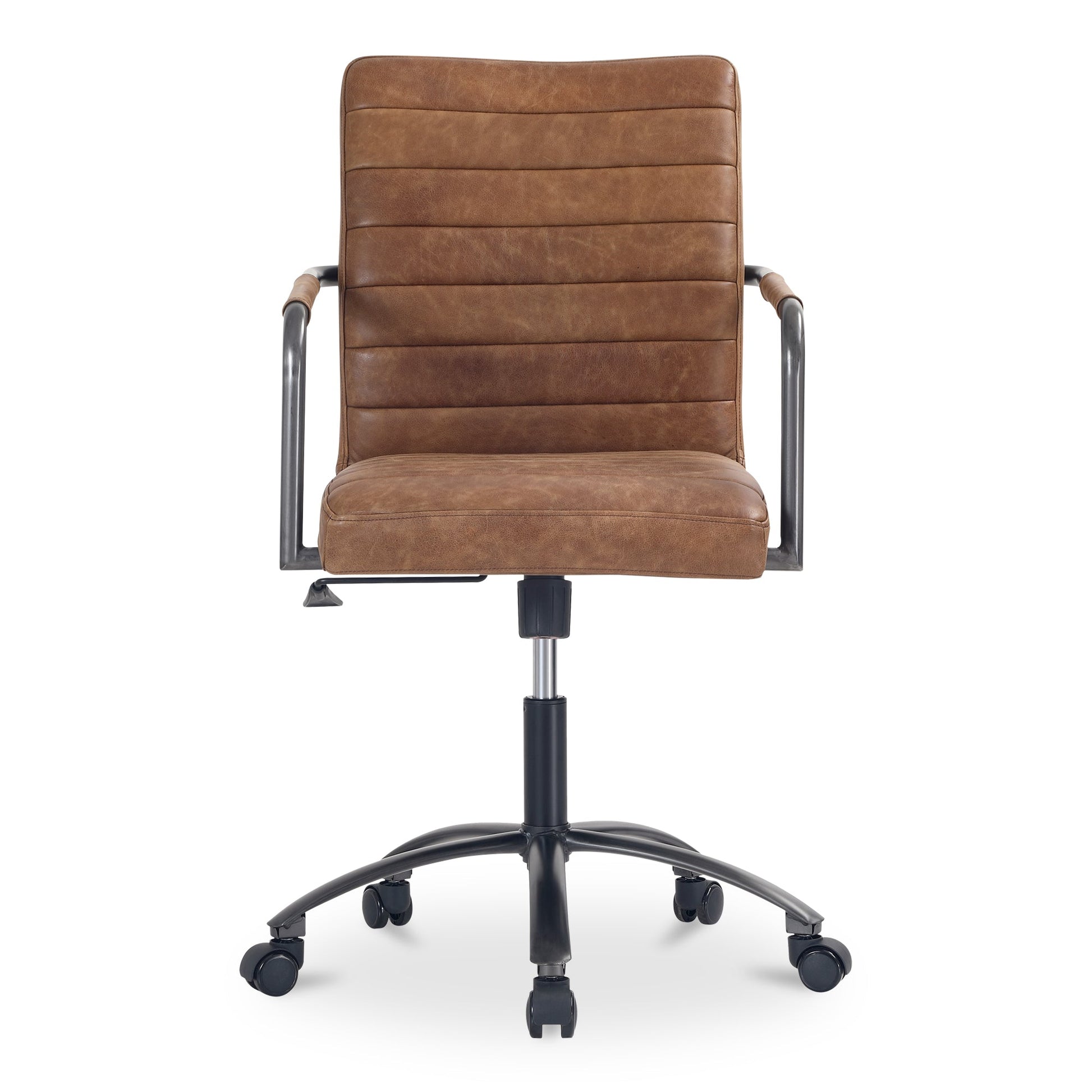Roy  Brown Leather Office Chair - Ornate Home