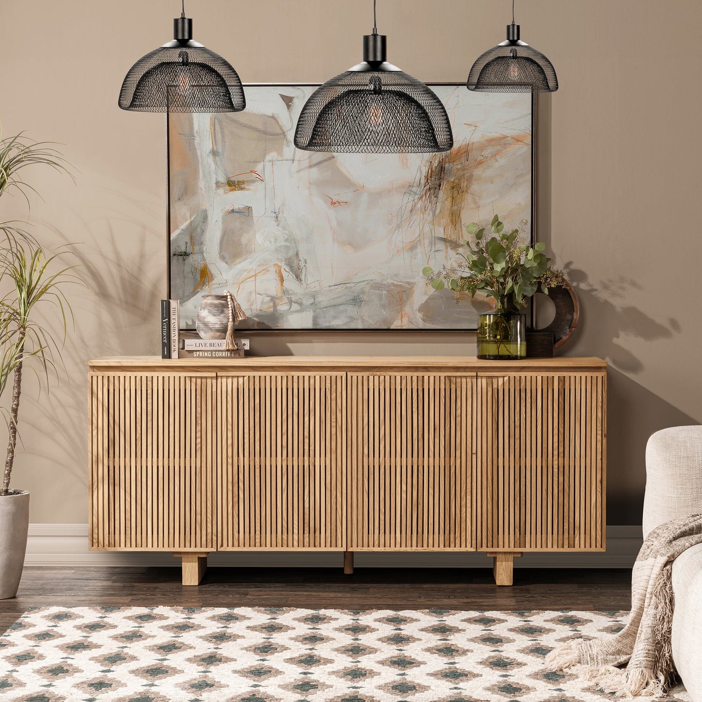 Roya Natural 4 Door Cabinet - Ornate Home