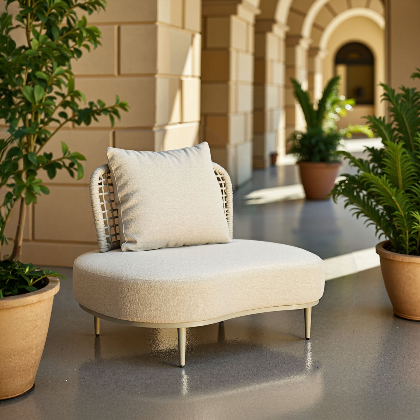 Ruhe Beige Outdoor Accent Chair - Ornate Home