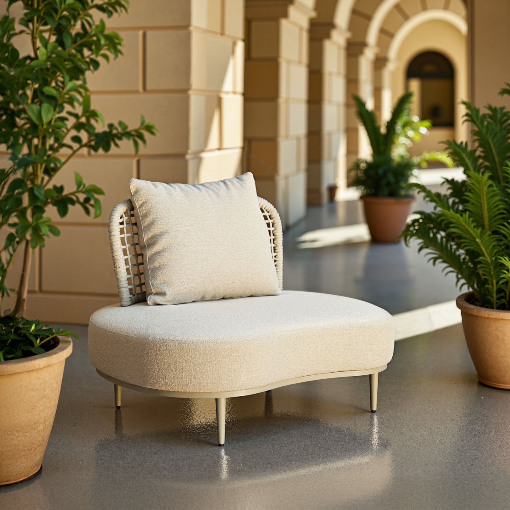 Ruhe Beige Outdoor Accent Chair - Ornate Home