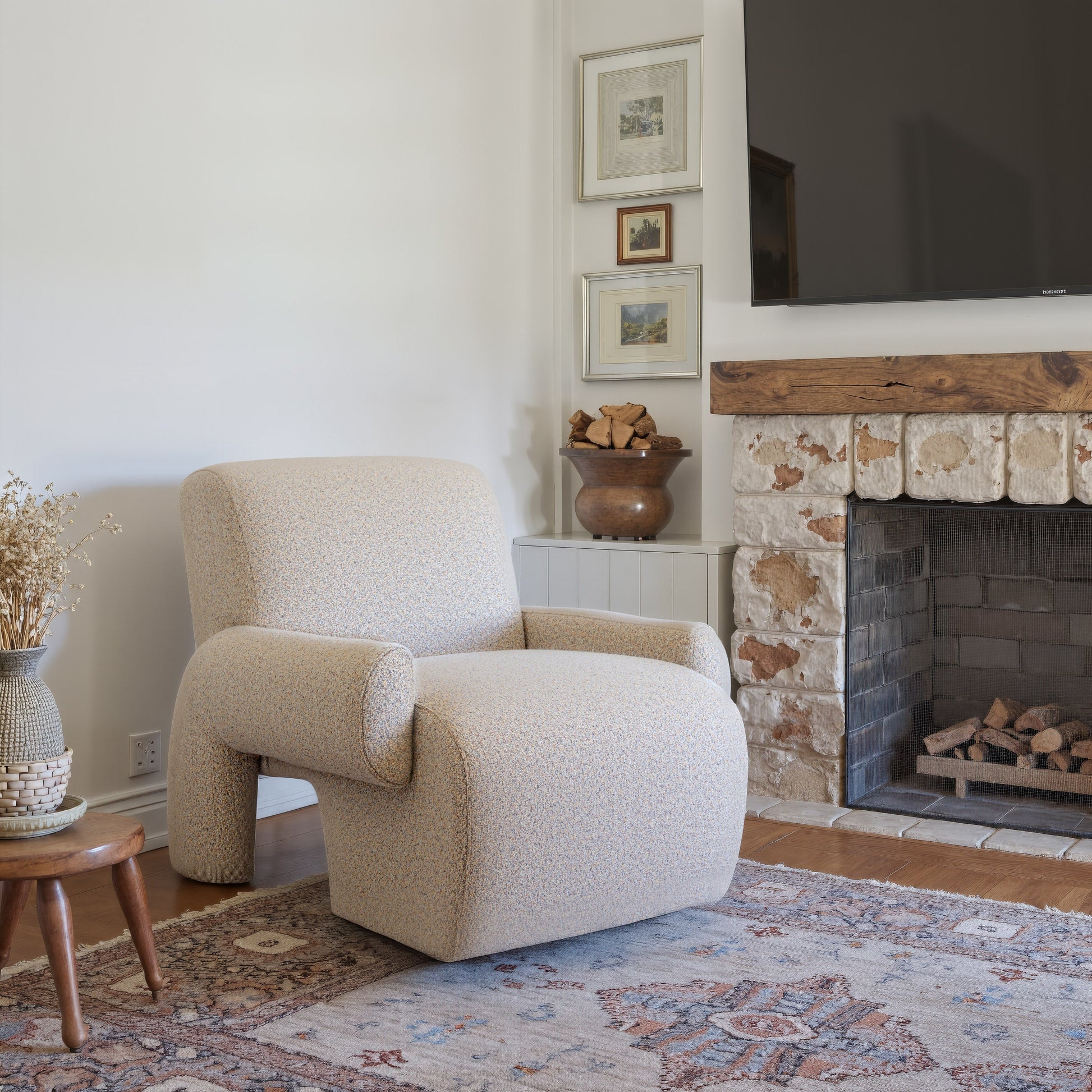 Rura Heathered Beige Accent Chair - Ornate Home
