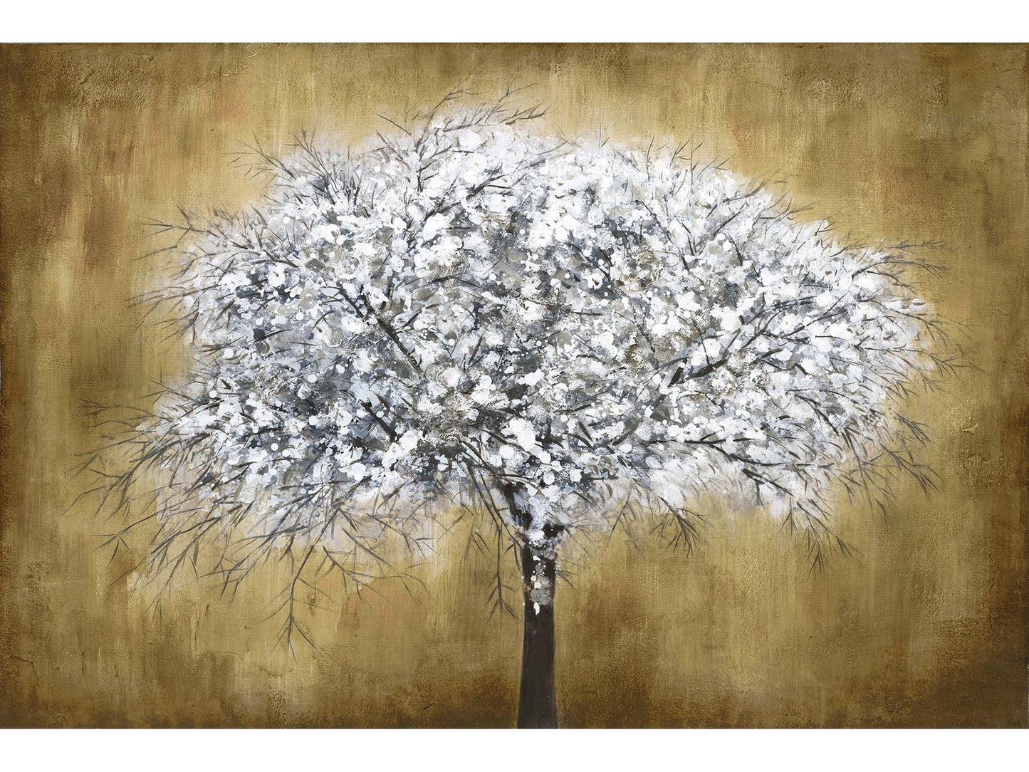 White Tree Tempered Glass w / Foil Wall Art