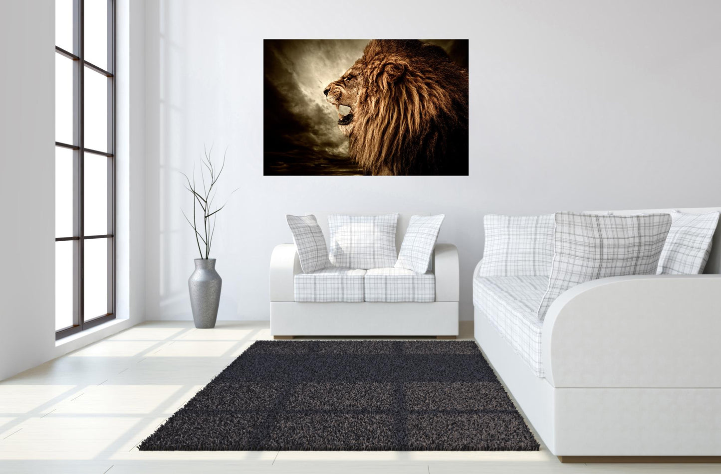 Roaring Tempered Glass w / Foil Wall Art