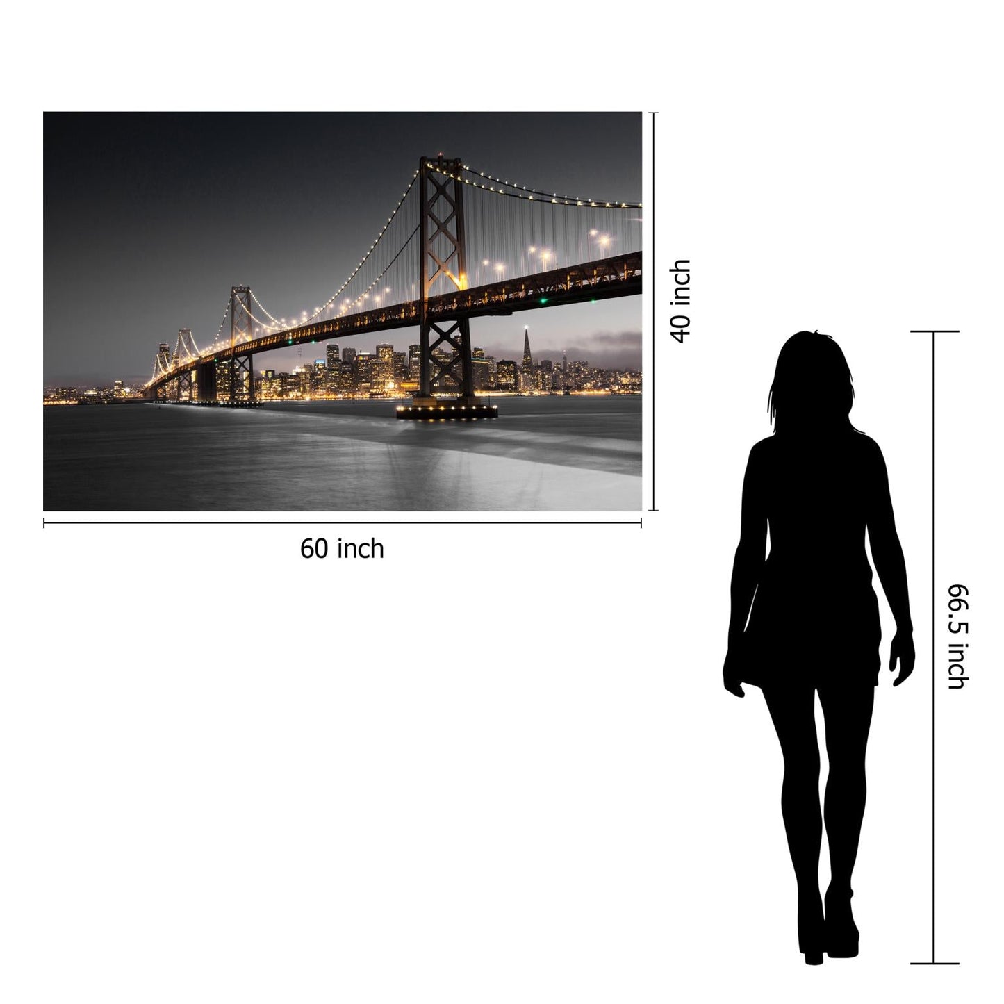 San Francisco Bridge Tempered Glass w / Foil Wall Art