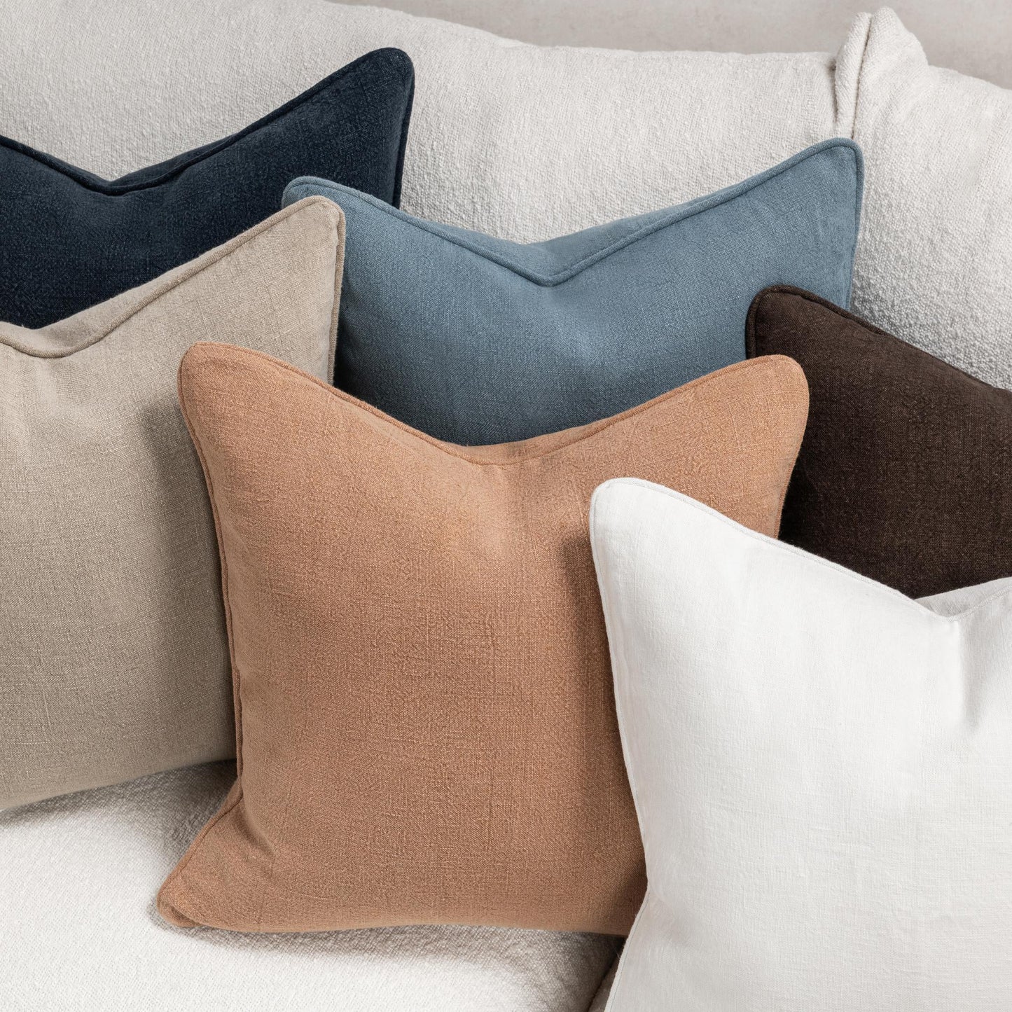 SLD Bedford Chambray Linen 22x22 Throw Pillow (Set of 2) - Ornate Home
